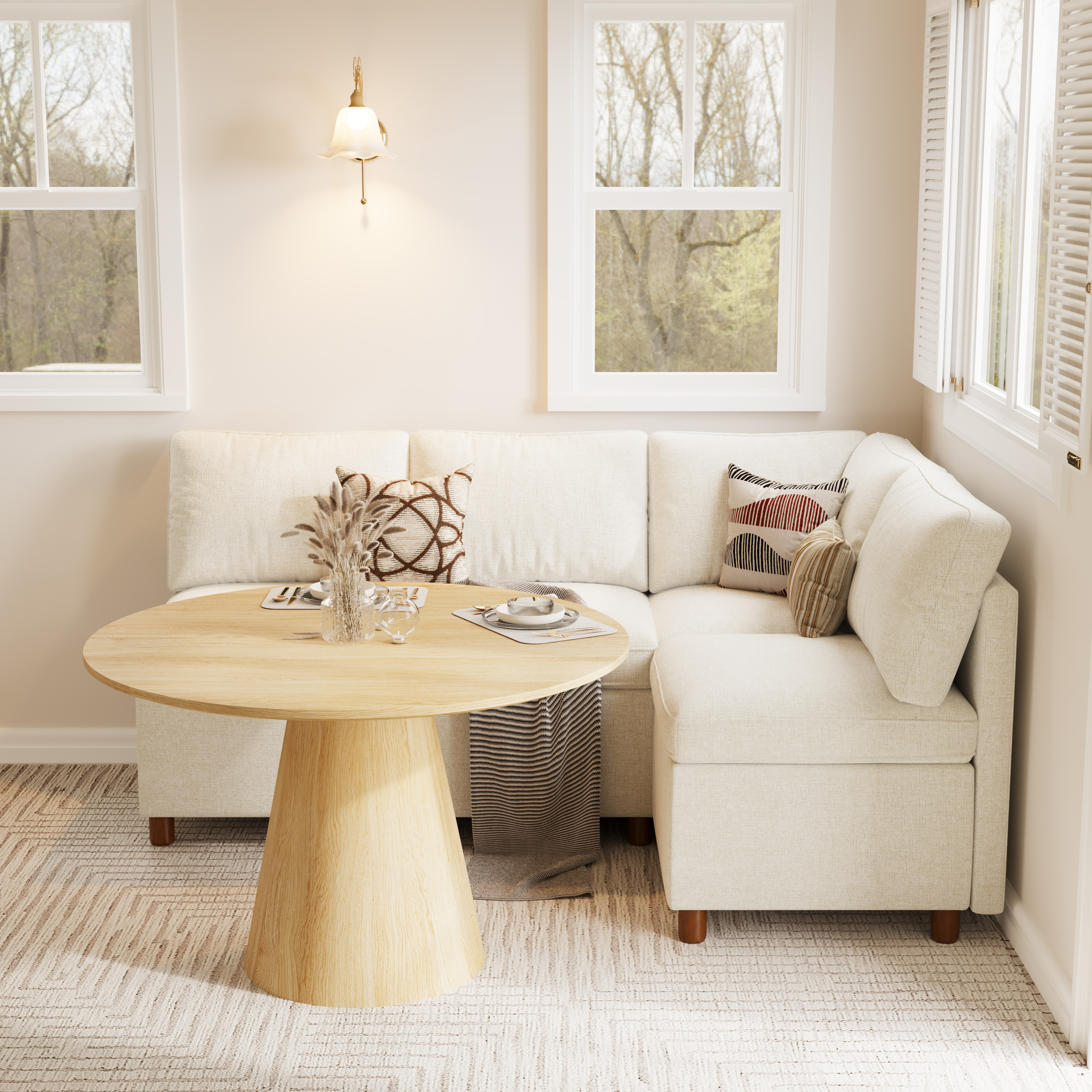 Aura 4-Seat L-Shaped Breakfast Nook with Hidden Storage