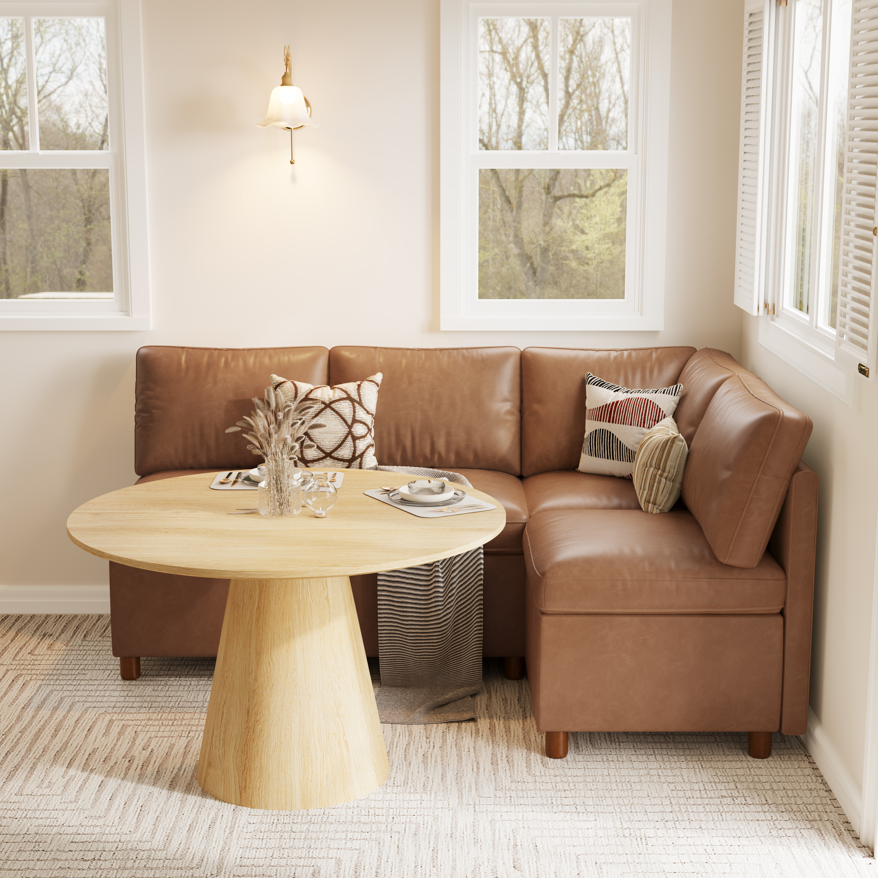 Aura 4-Seat L-Shaped Breakfast Nook with Hidden Storage