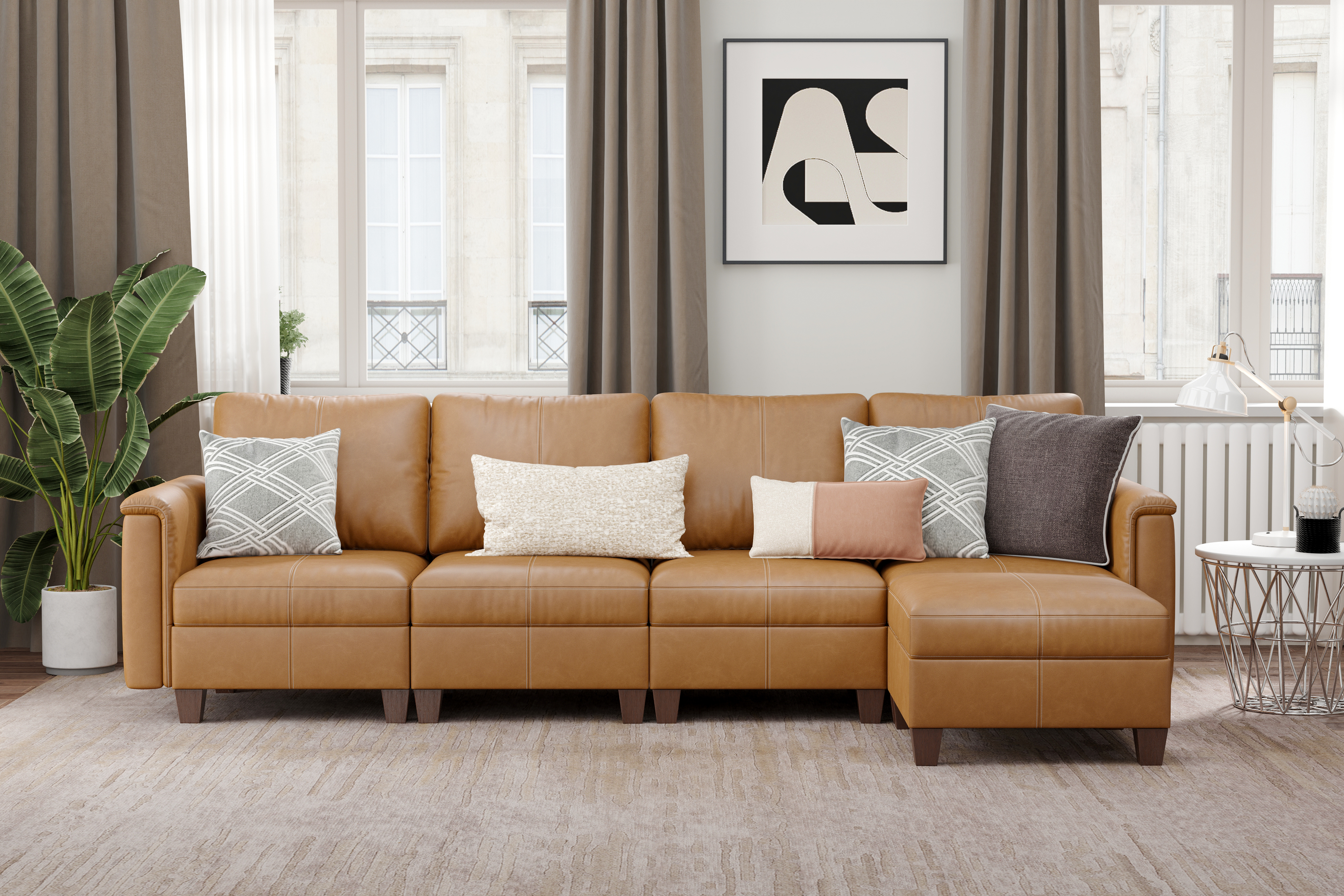 MS-01 Modular SectionaL Sofa 4 Seats with 1 Ottomans