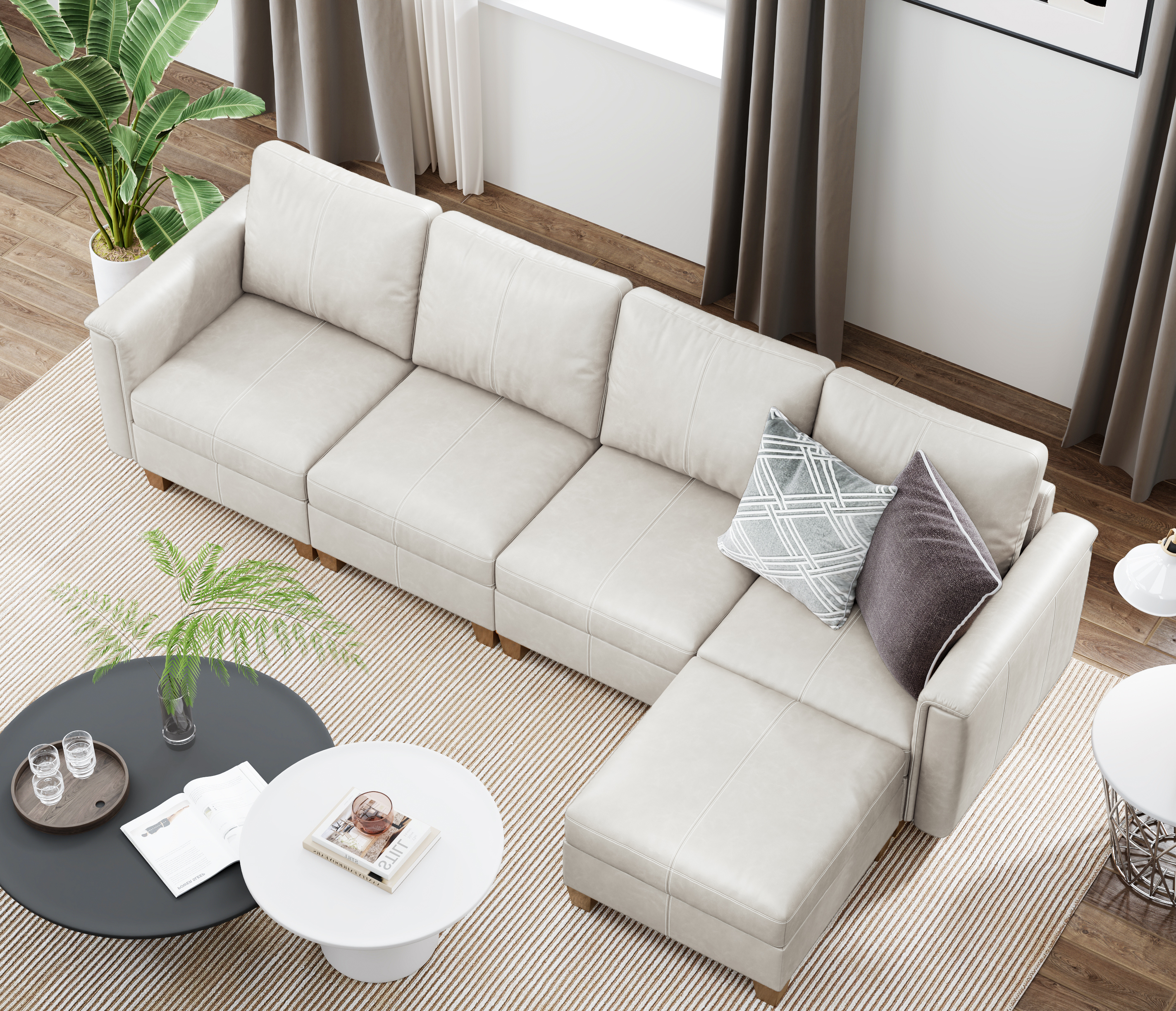 MS-01 Modular SectionaL Sofa 4 Seats with 1 Ottomans