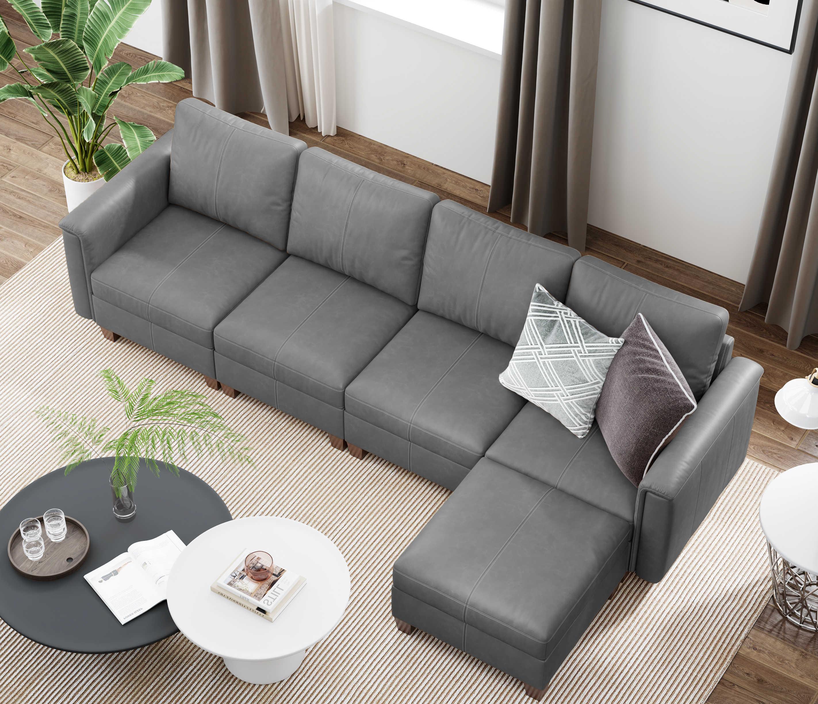 MS-01 Modular SectionaL Sofa 4 Seats with 1 Ottomans