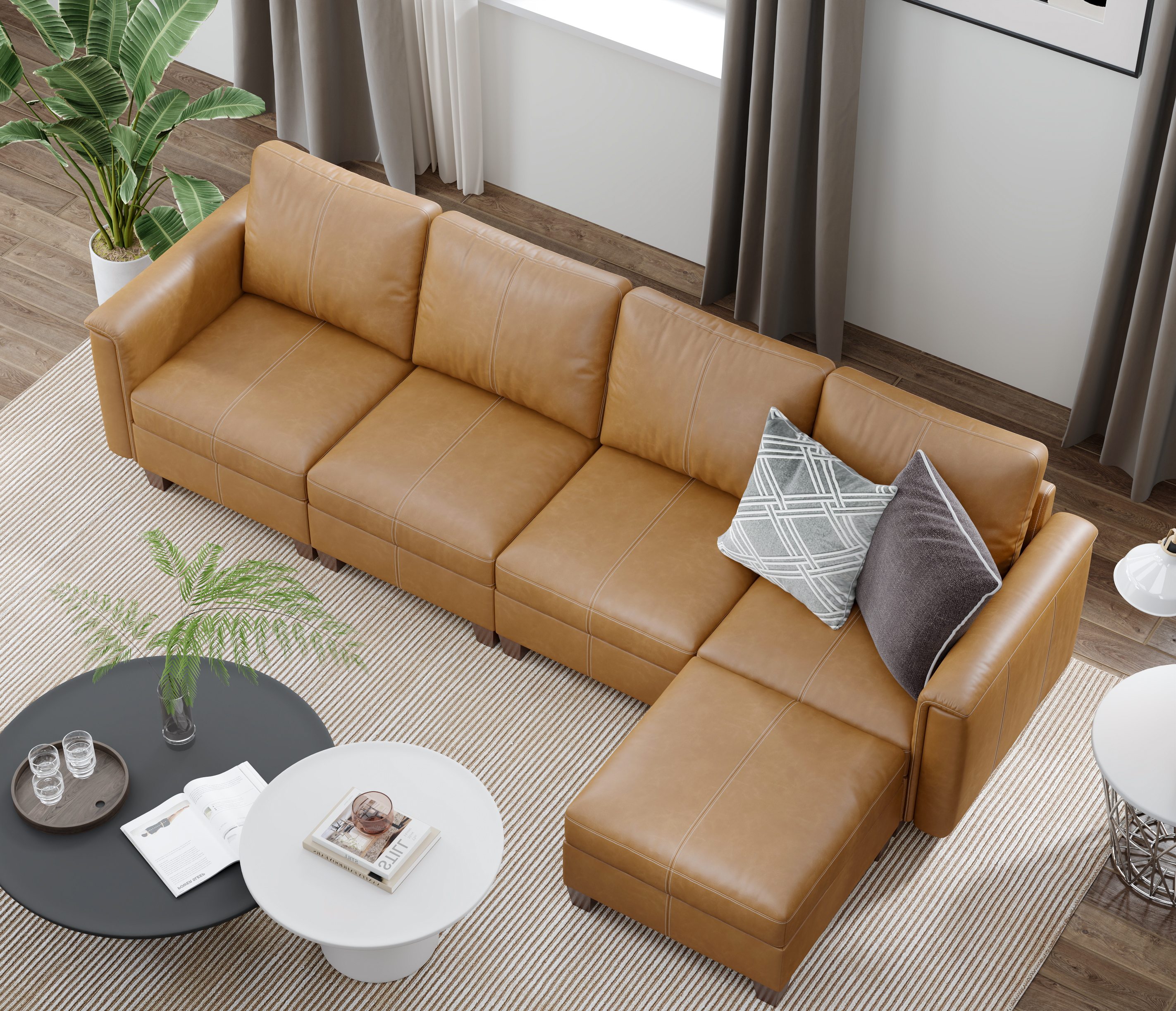 MS-01 Modular SectionaL Sofa 4 Seats with 1 Ottomans