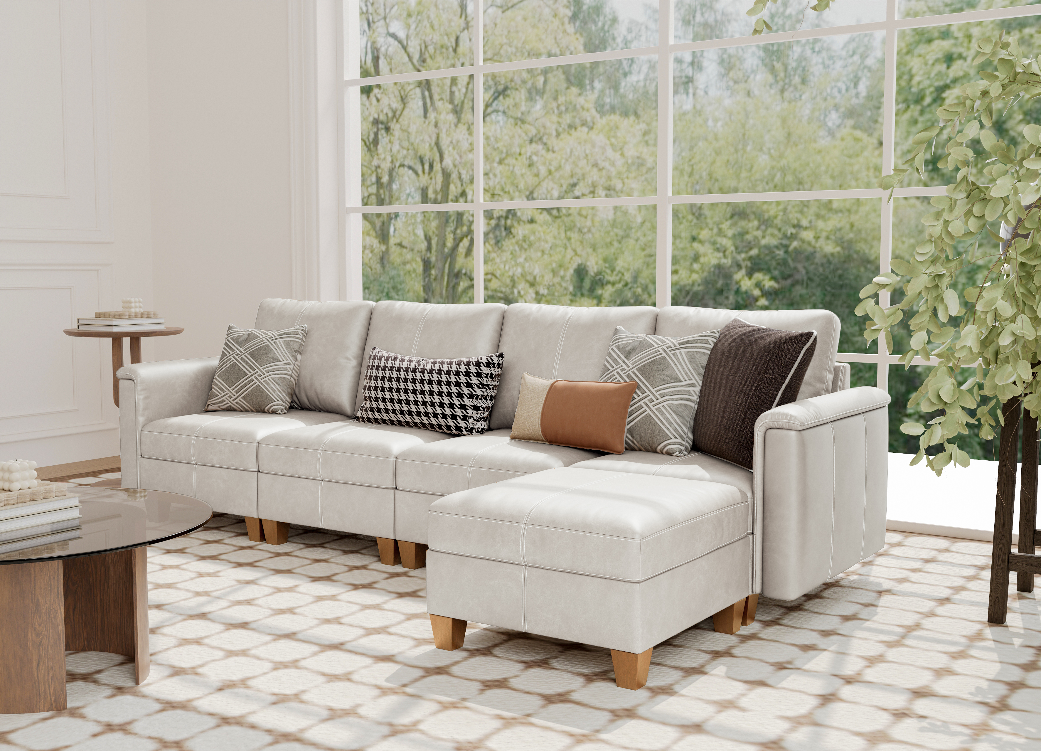 MS-01 Modular SectionaL Sofa 4 Seats with 1 Ottomans