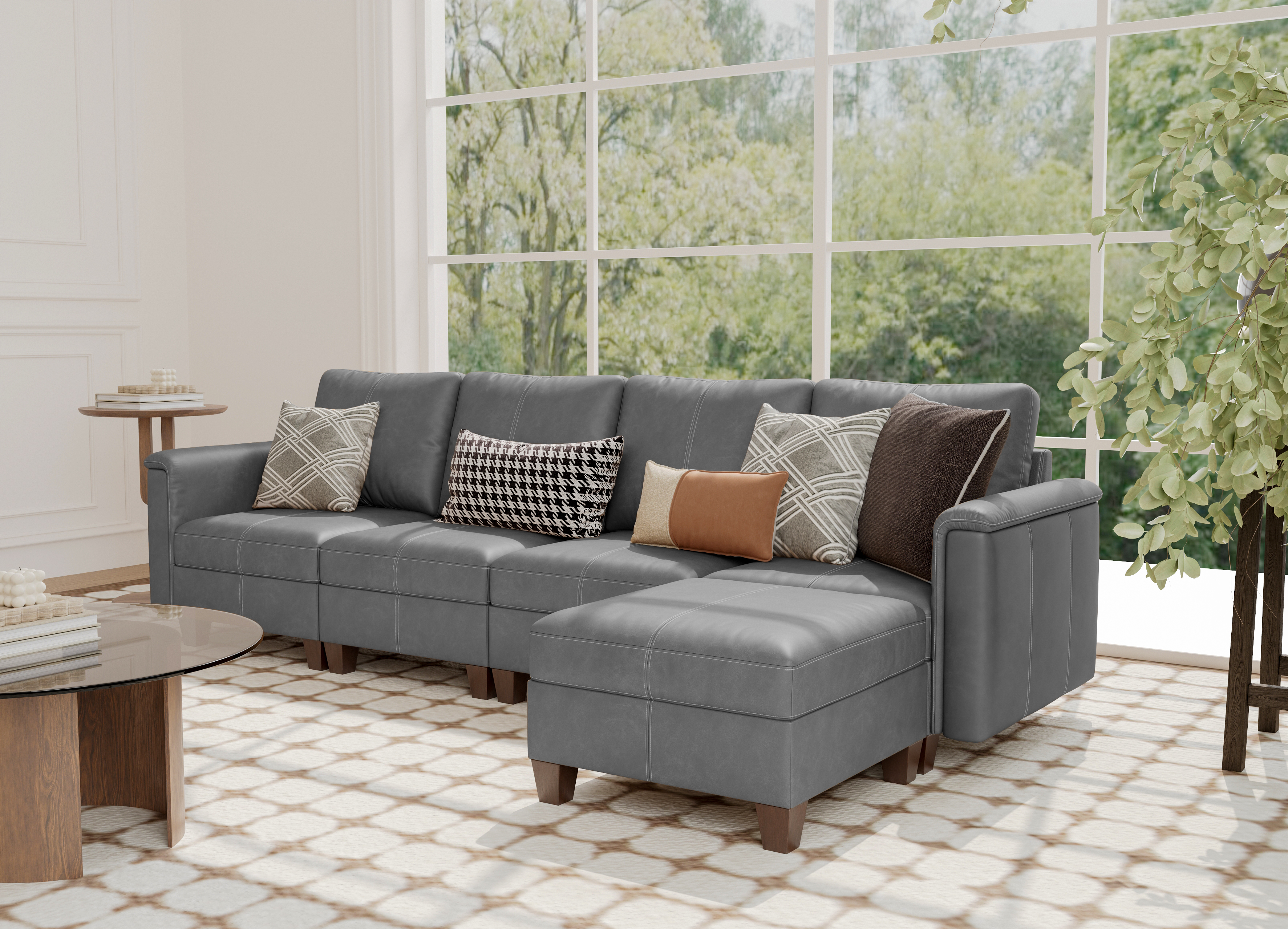 MS-01 Modular SectionaL Sofa 4 Seats with 1 Ottomans