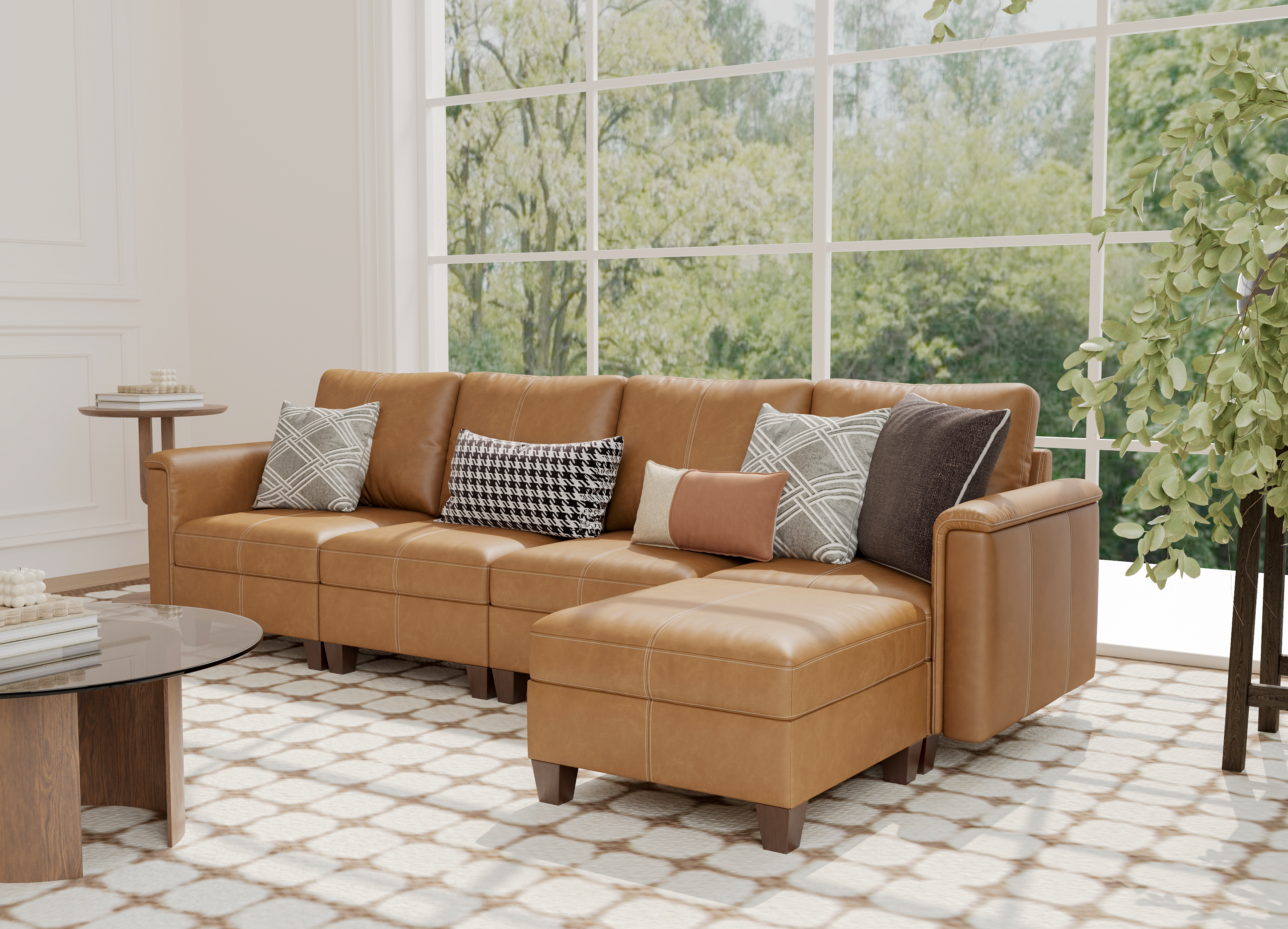 MS-01 Modular SectionaL Sofa 4 Seats with 1 Ottomans