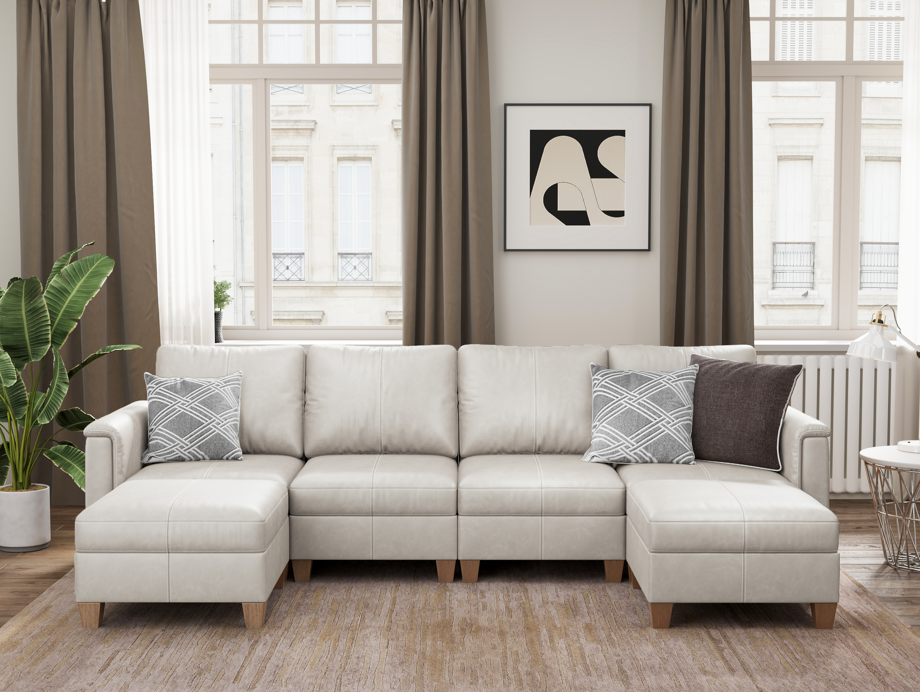 MS-01 Modular SectionaL Sofa 4 Seats with 2 Ottomans