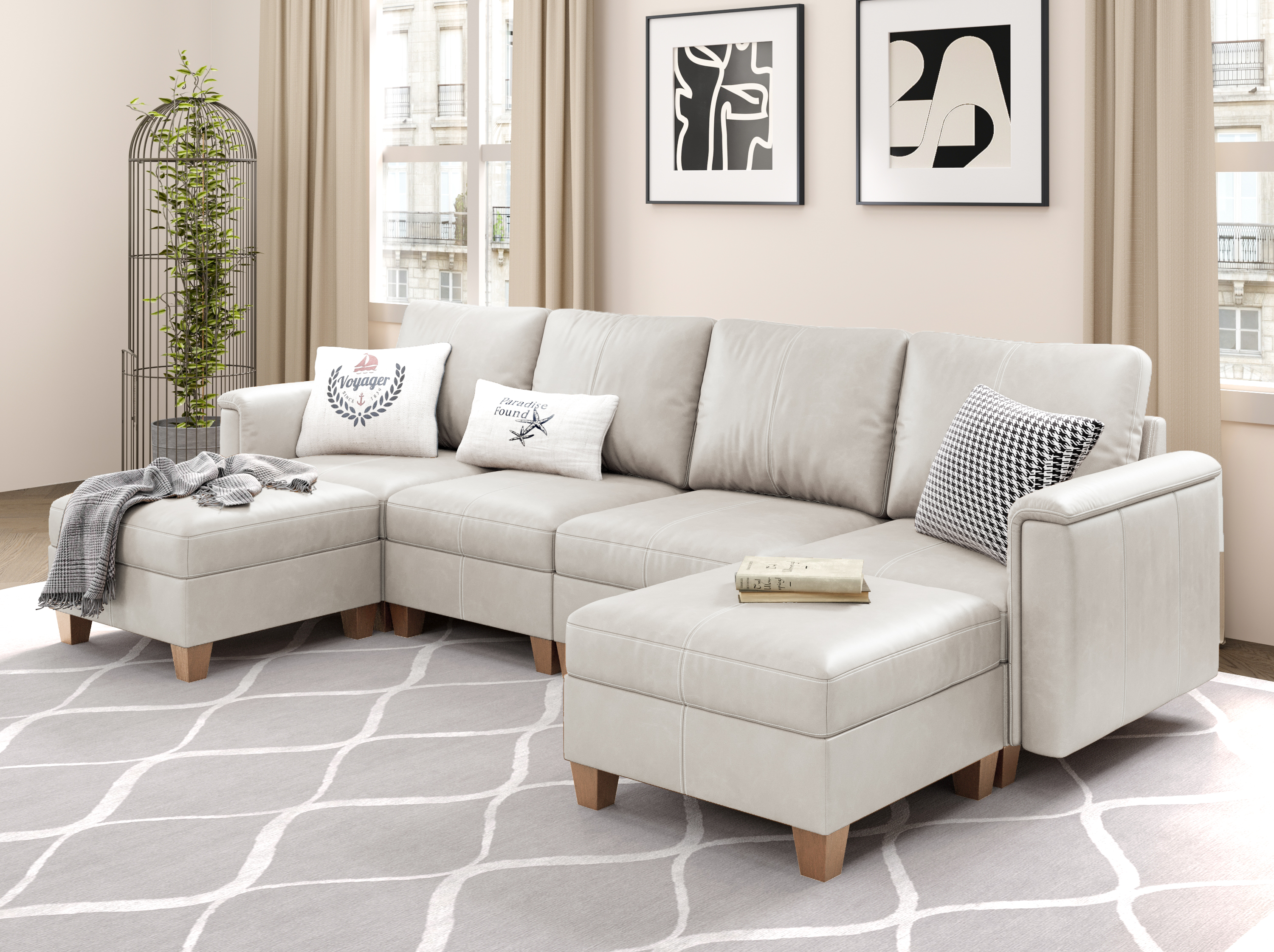 MS-01 Modular SectionaL Sofa 4 Seats with 2 Ottomans