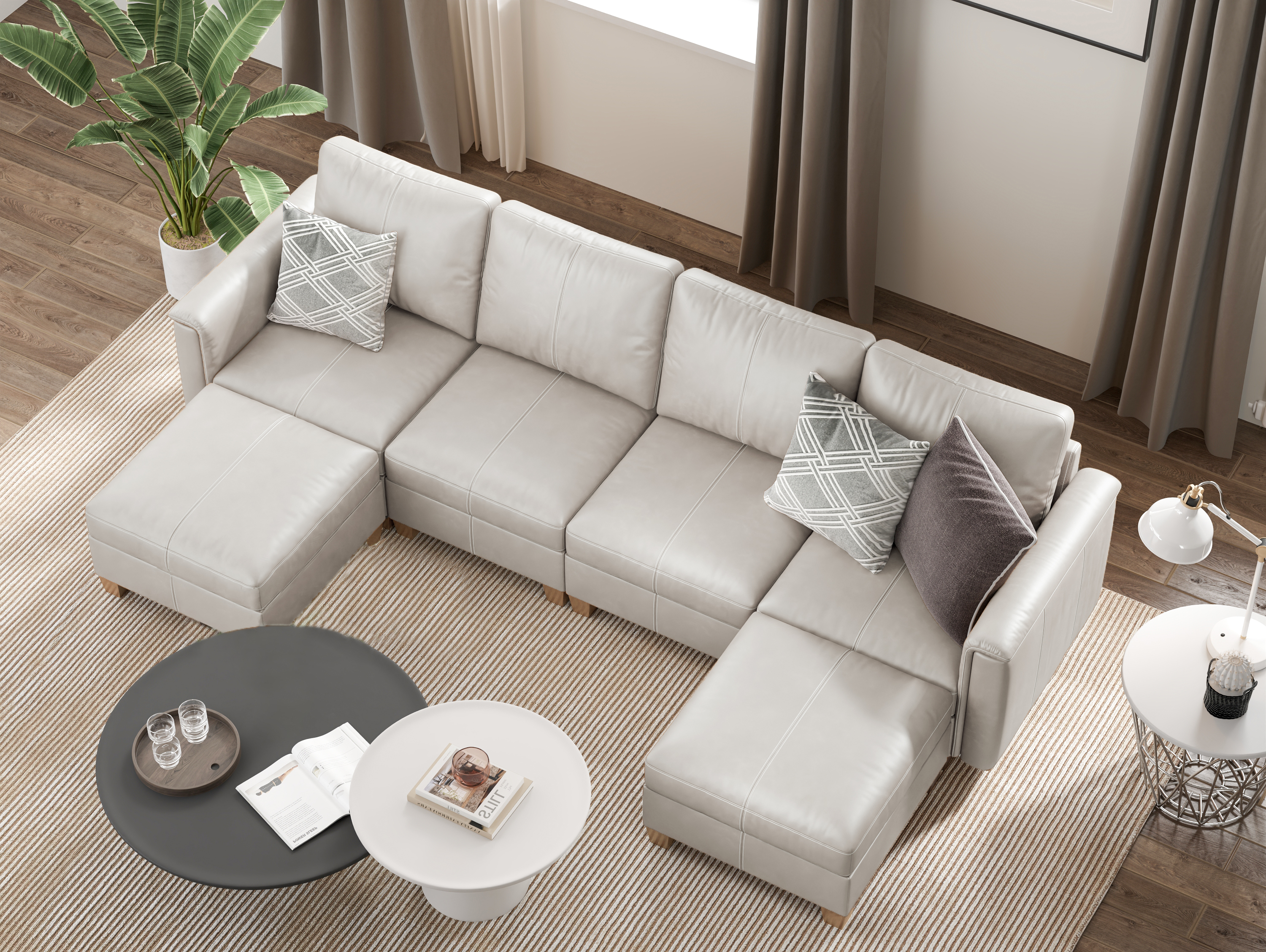 MS-01 Modular SectionaL Sofa 4 Seats with 2 Ottomans