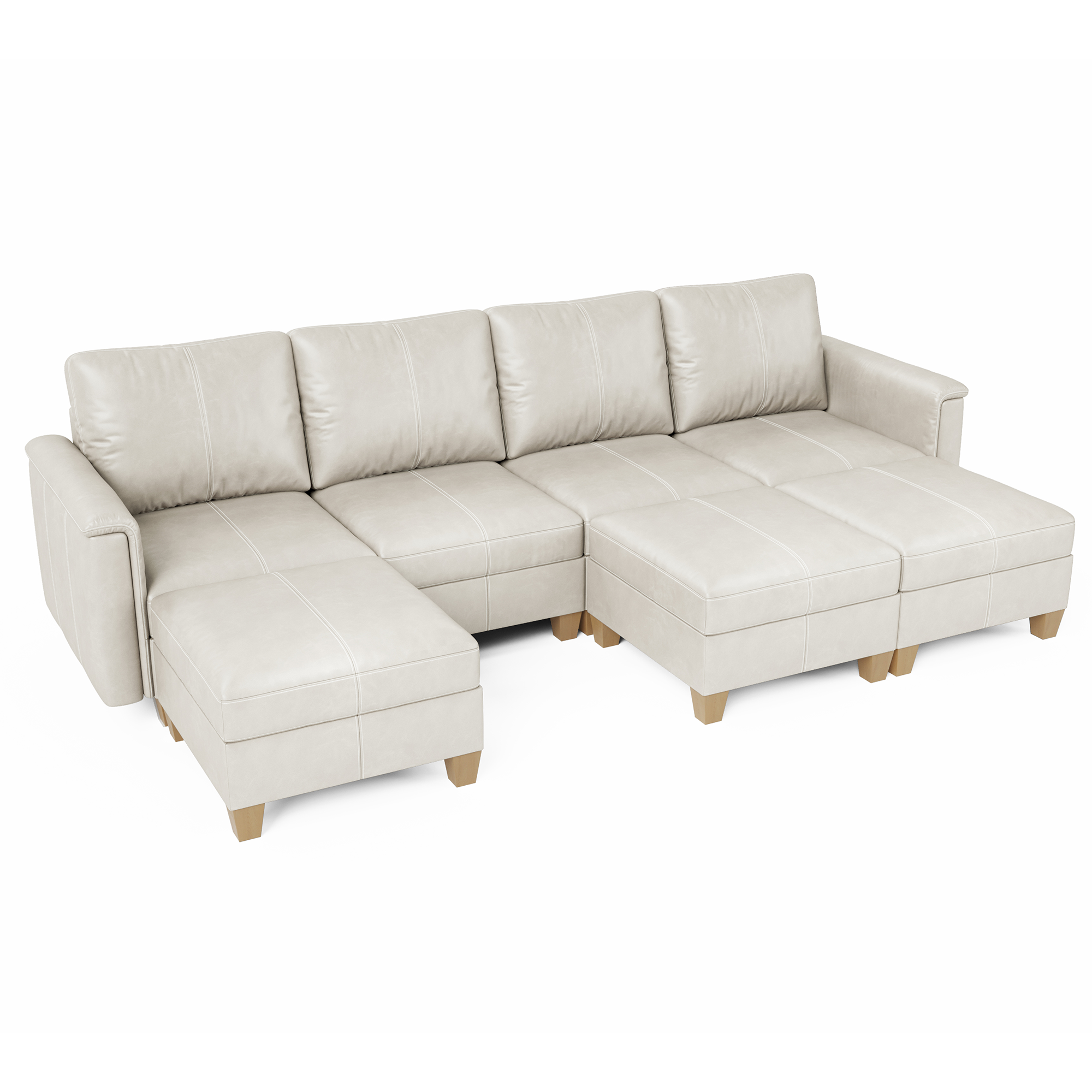 MS-01 Modular SectionaL Sofa 4 Seats with 3 Ottomans