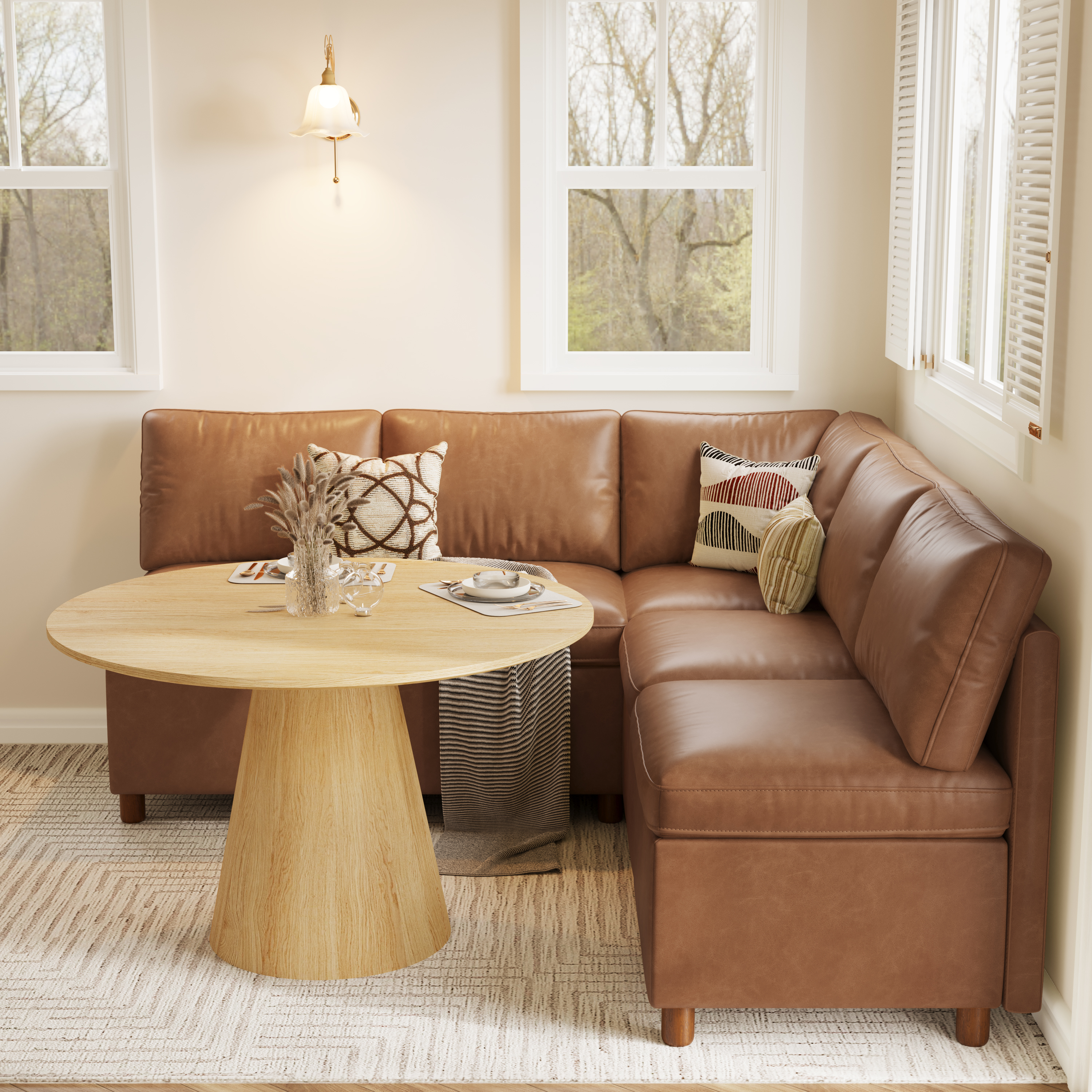 Aura 5-Seat L-Shaped Breakfast Nook with Hidden Storage