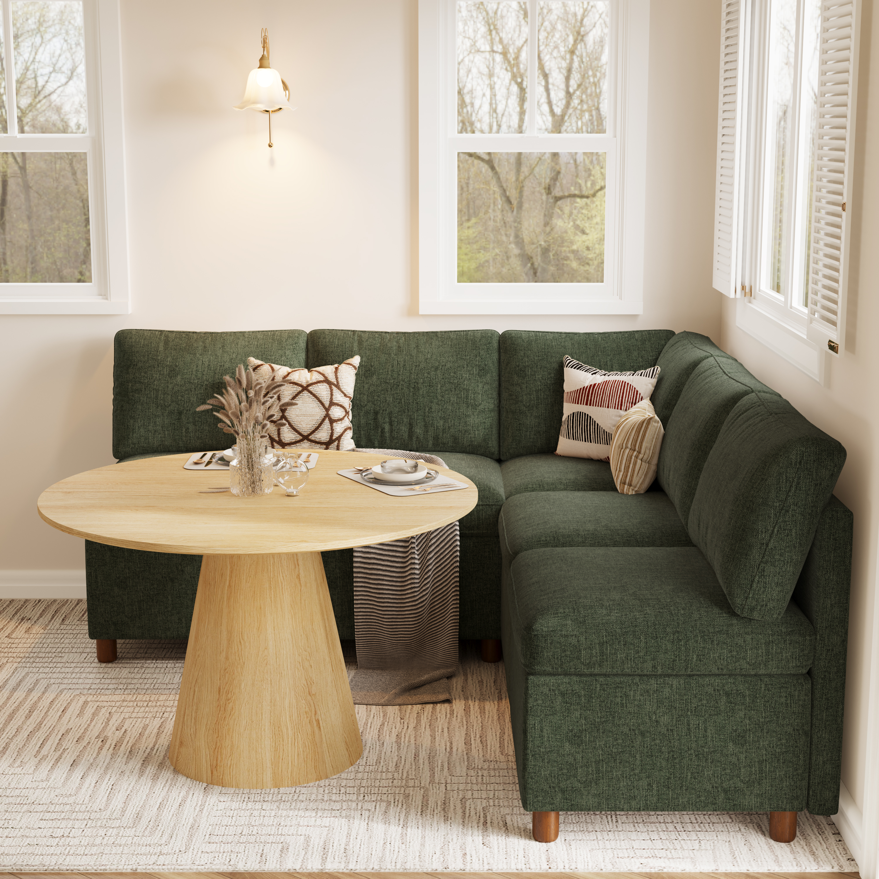 Aura 5-Seat L-Shaped Breakfast Nook with Hidden Storage