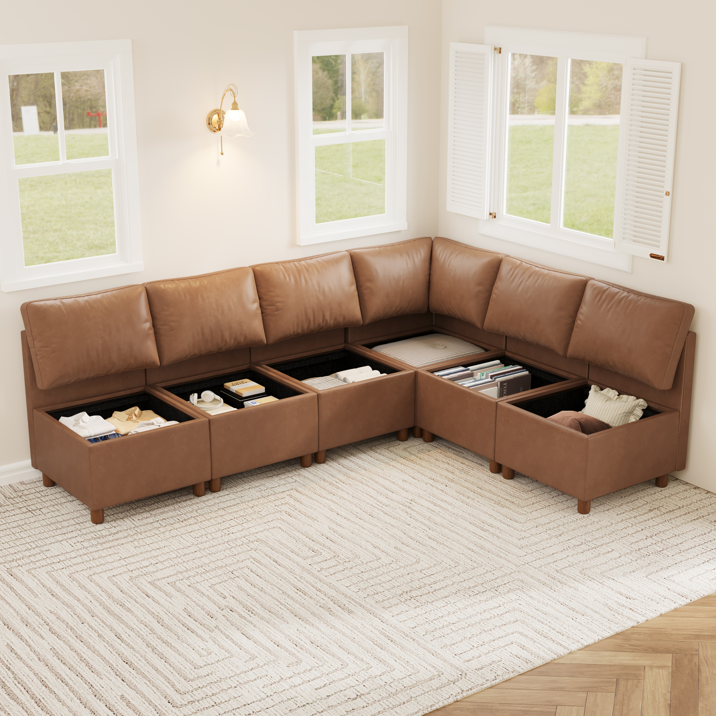 Aura 6-Seat L-Shaped Breakfast Nook with Hidden Storage