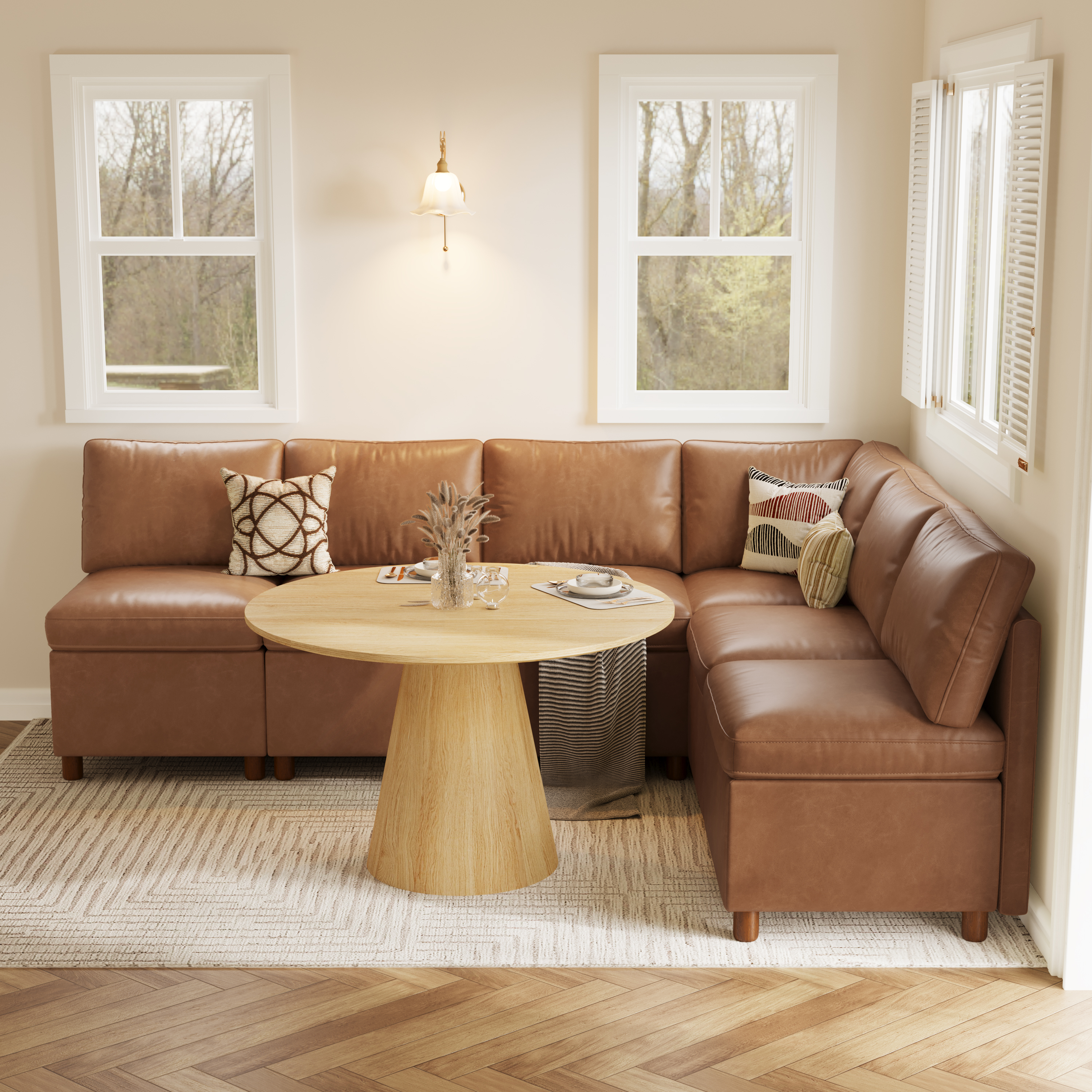 Aura 6-Seat L-Shaped Breakfast Nook with Hidden Storage