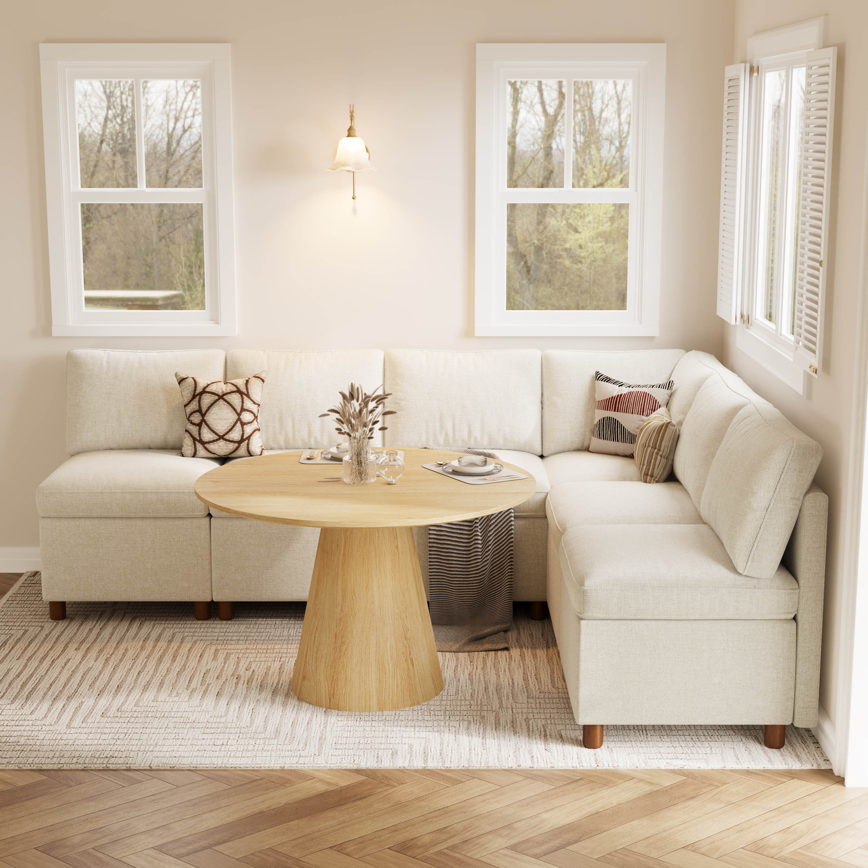 Aura 6-Seat L-Shaped Breakfast Nook with Hidden Storage