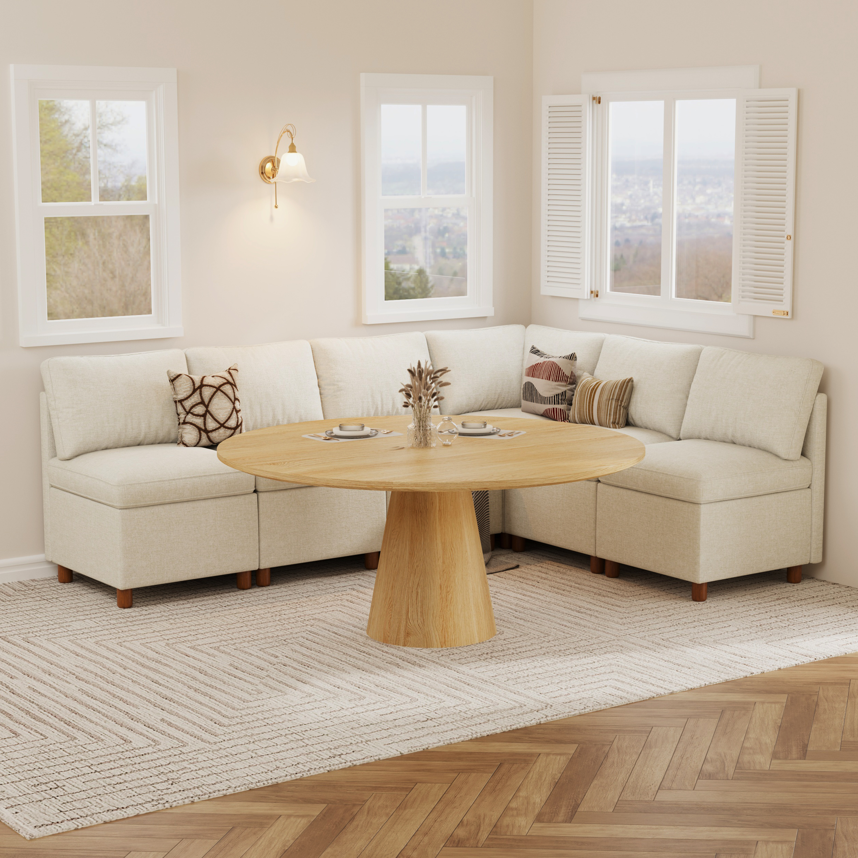 Aura  6-Seat L Shaped Nook with Hidden Storage | SITJOY