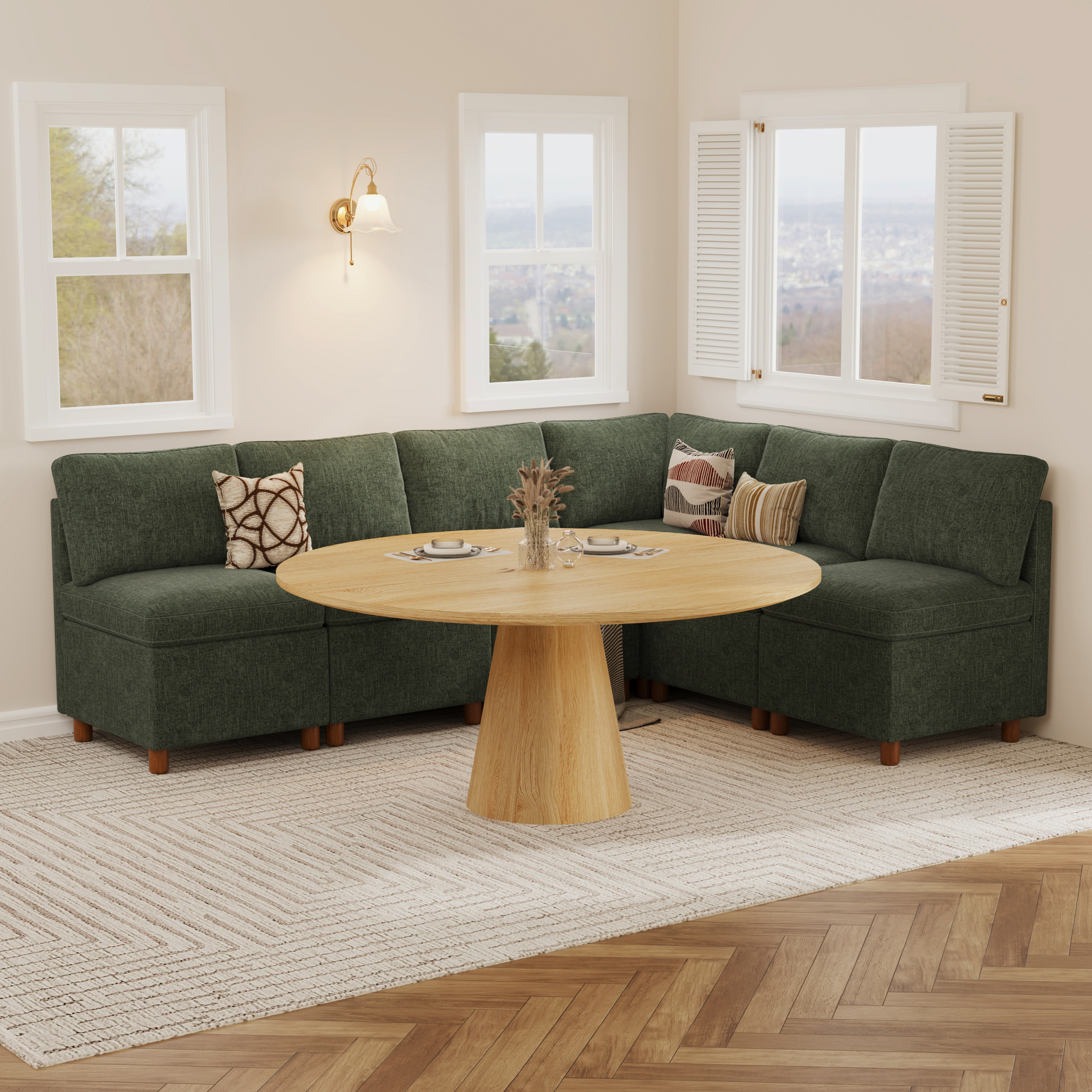 Aura  6-Seat L Shaped Nook with Hidden Storage | SITJOY