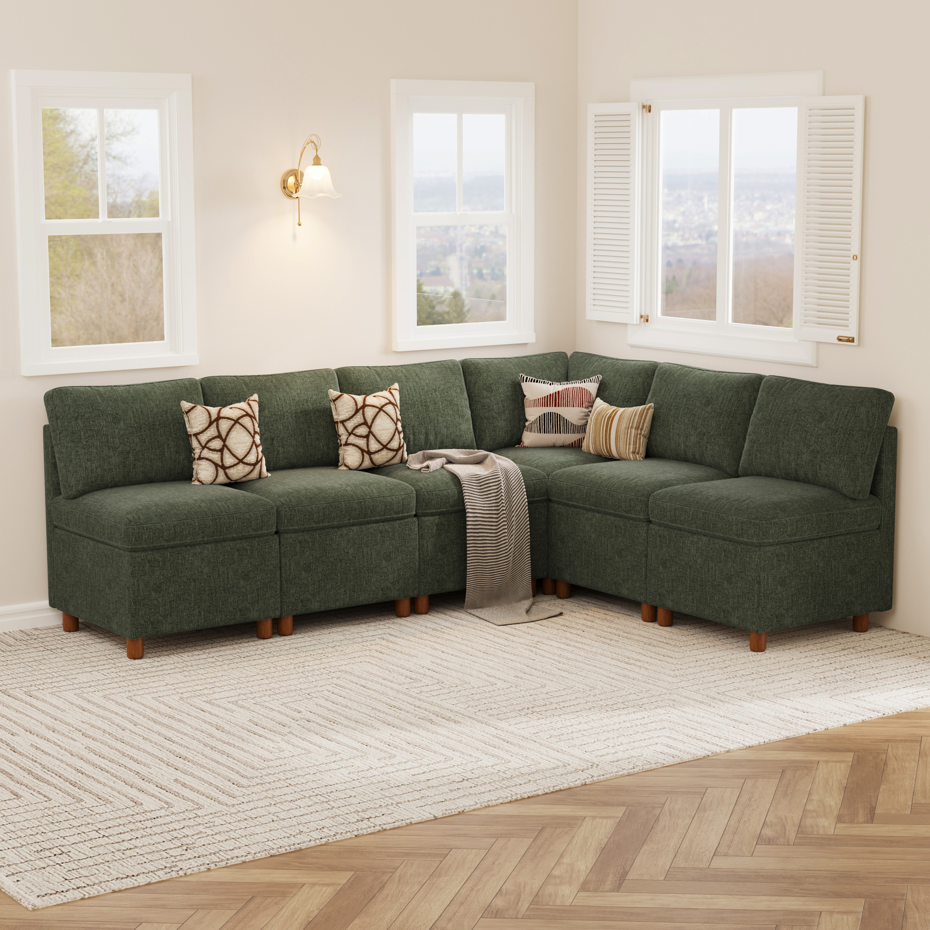 Aura 6-Seat L-Shaped Dining Nook with Hidden Storage