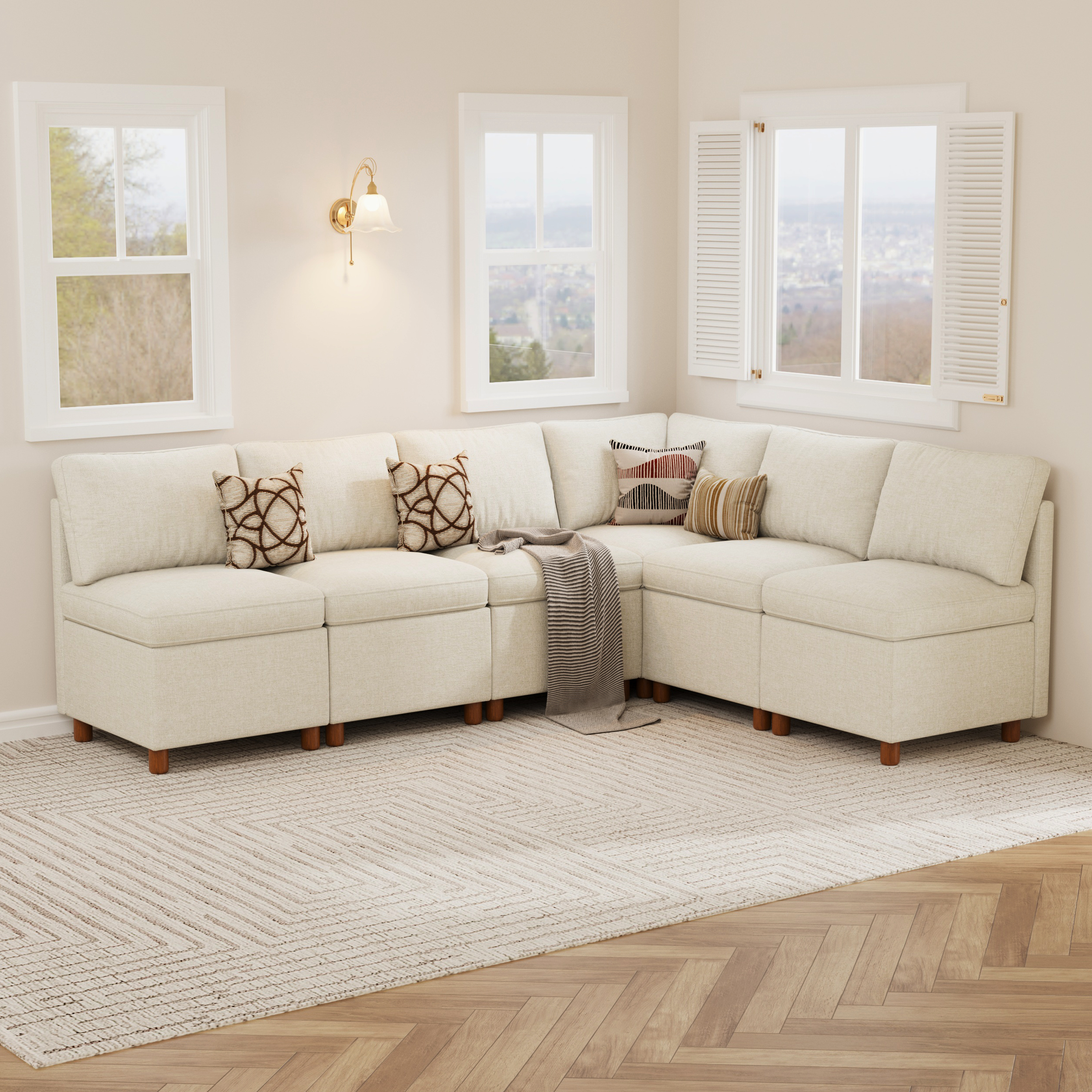 Aura 6-Seat L-Shaped Dining Nook with Hidden Storage