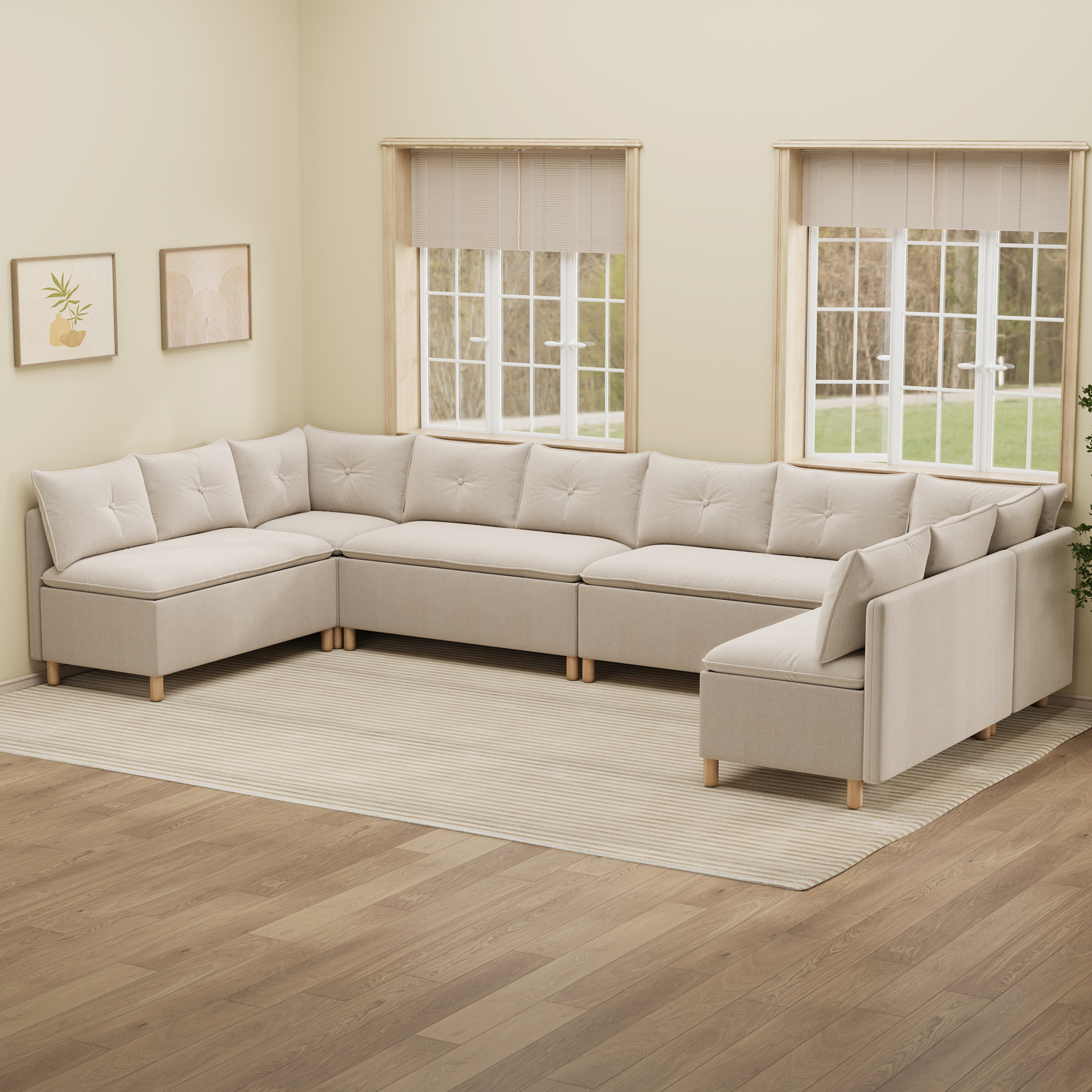 10-Seat U-shaped Breakfast Nook with Hidden Storage