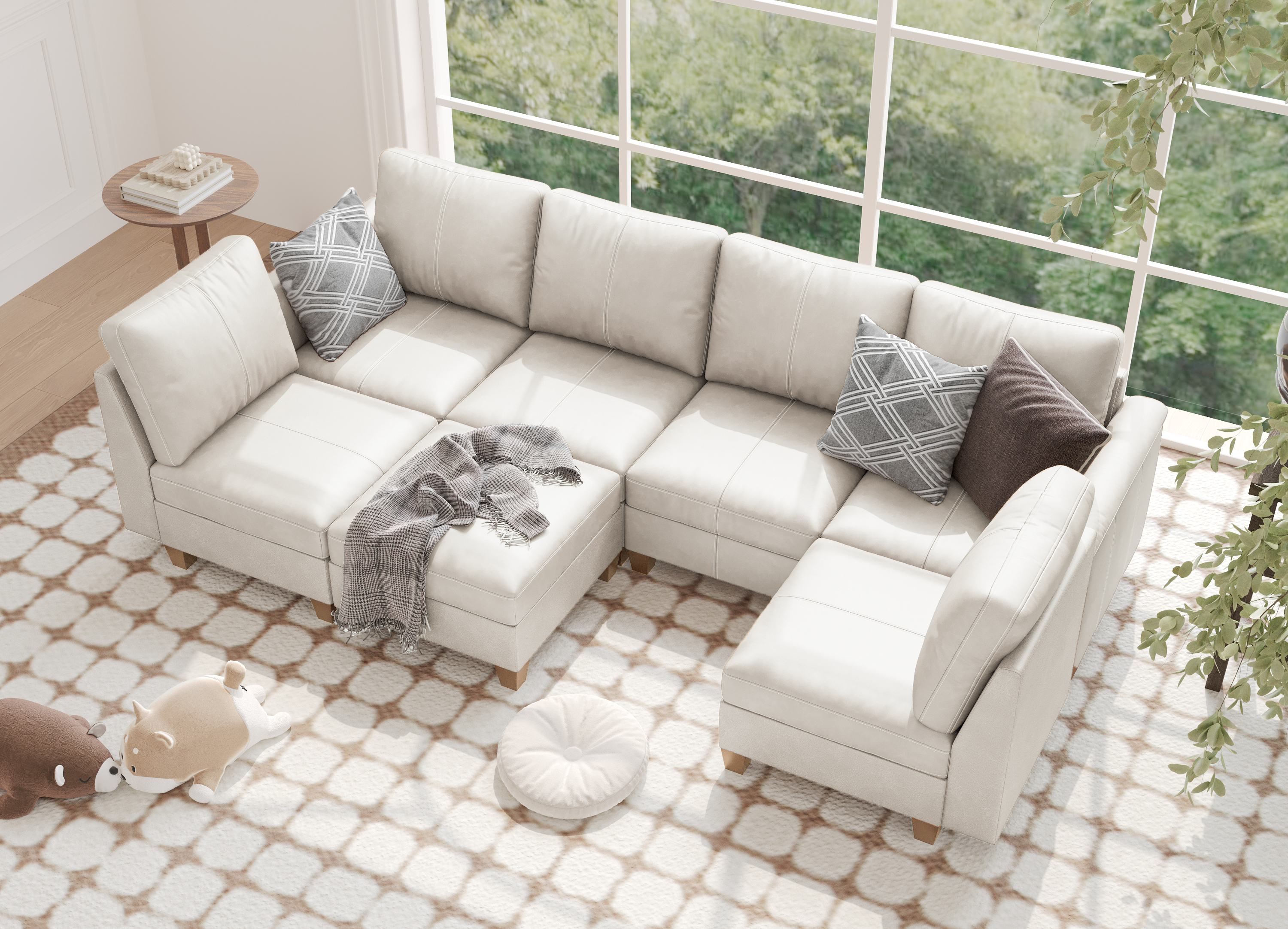 MS-01 Modular SectionaL Sofa 6 Seats with 1 Ottomans
