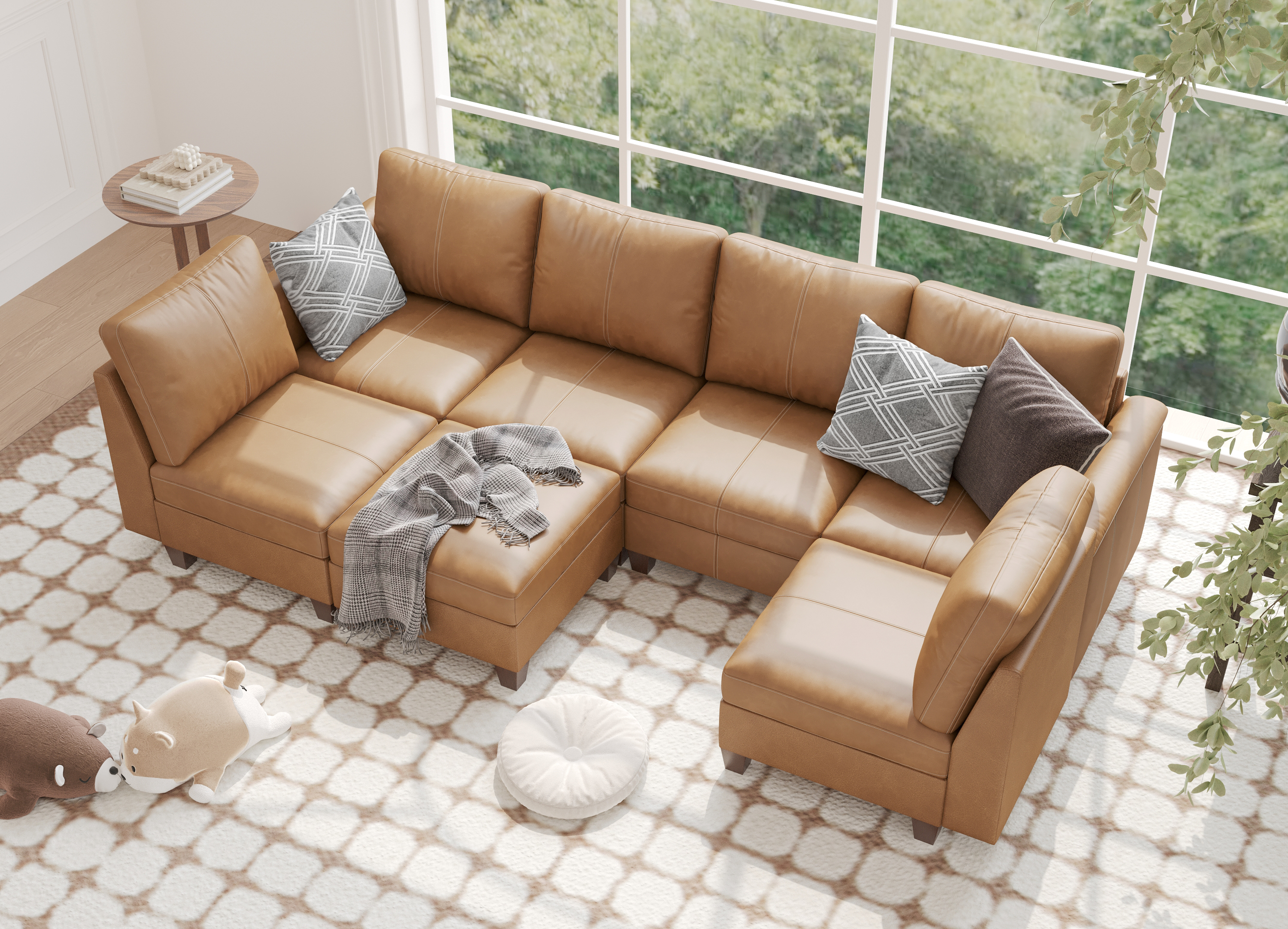 MS-01 Modular SectionaL Sofa 6 Seats with 1 Ottomans