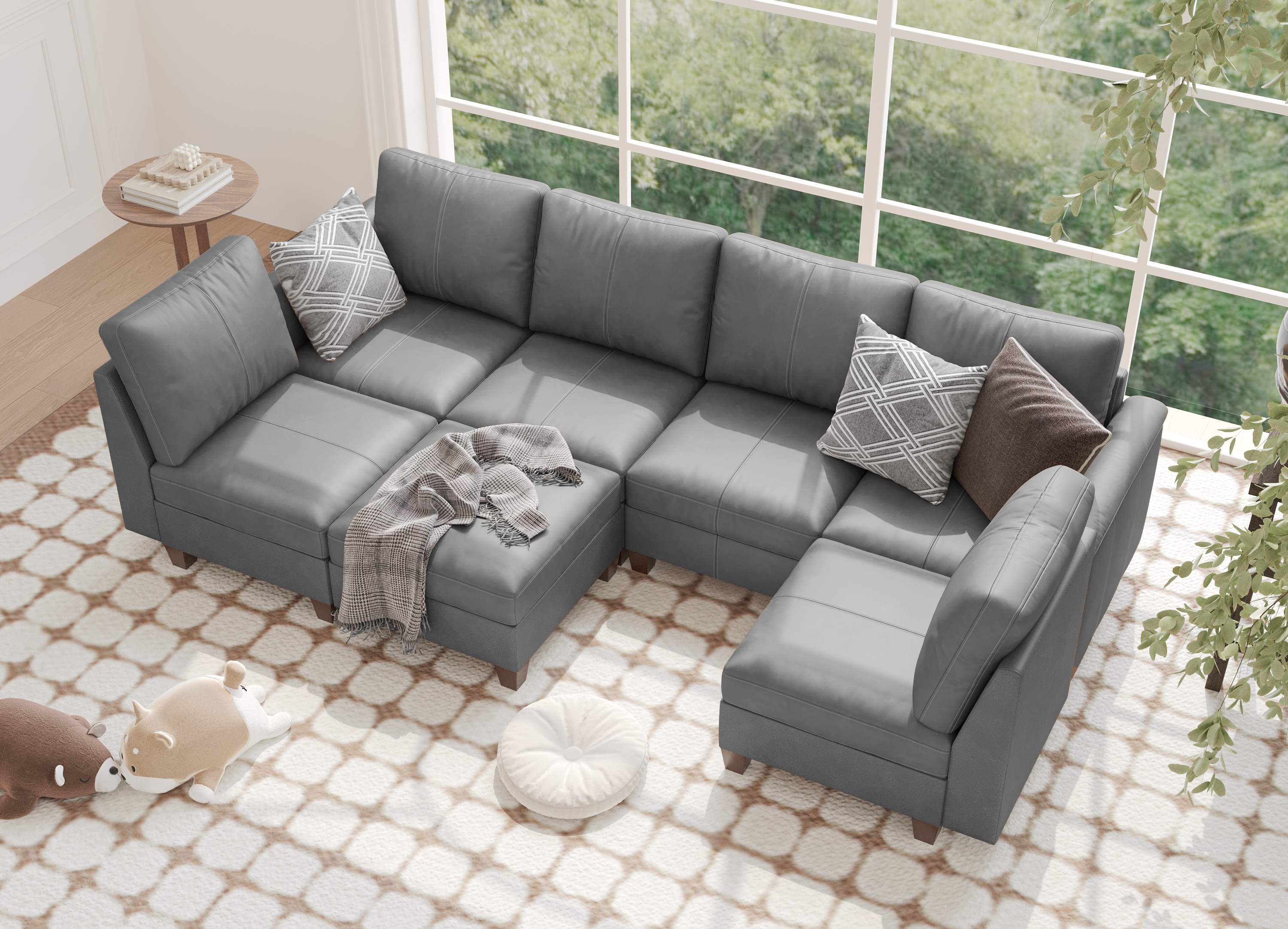 MS-01 Modular SectionaL Sofa 6 Seats with 1 Ottomans
