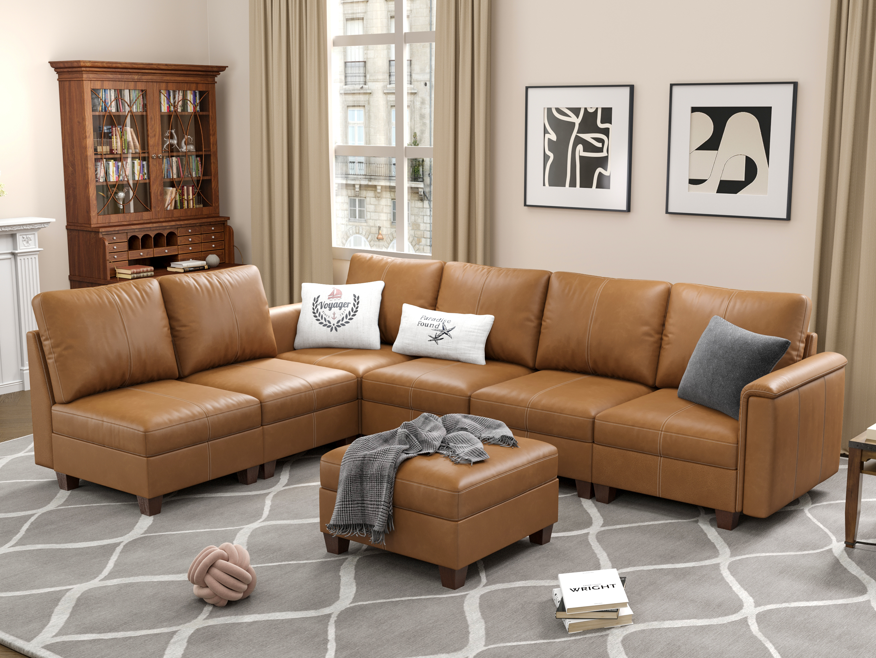 MS-01 Modular SectionaL Sofa 6 Seats with 1 Ottomans