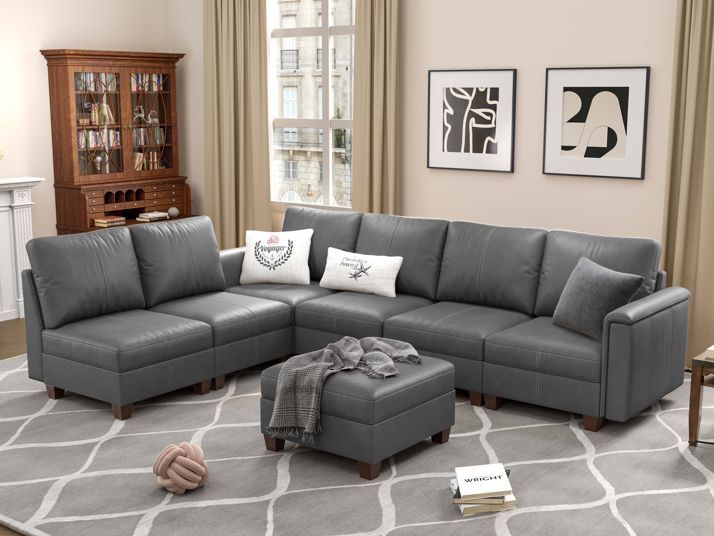 MS-01 Modular SectionaL Sofa 6 Seats with 1 Ottomans