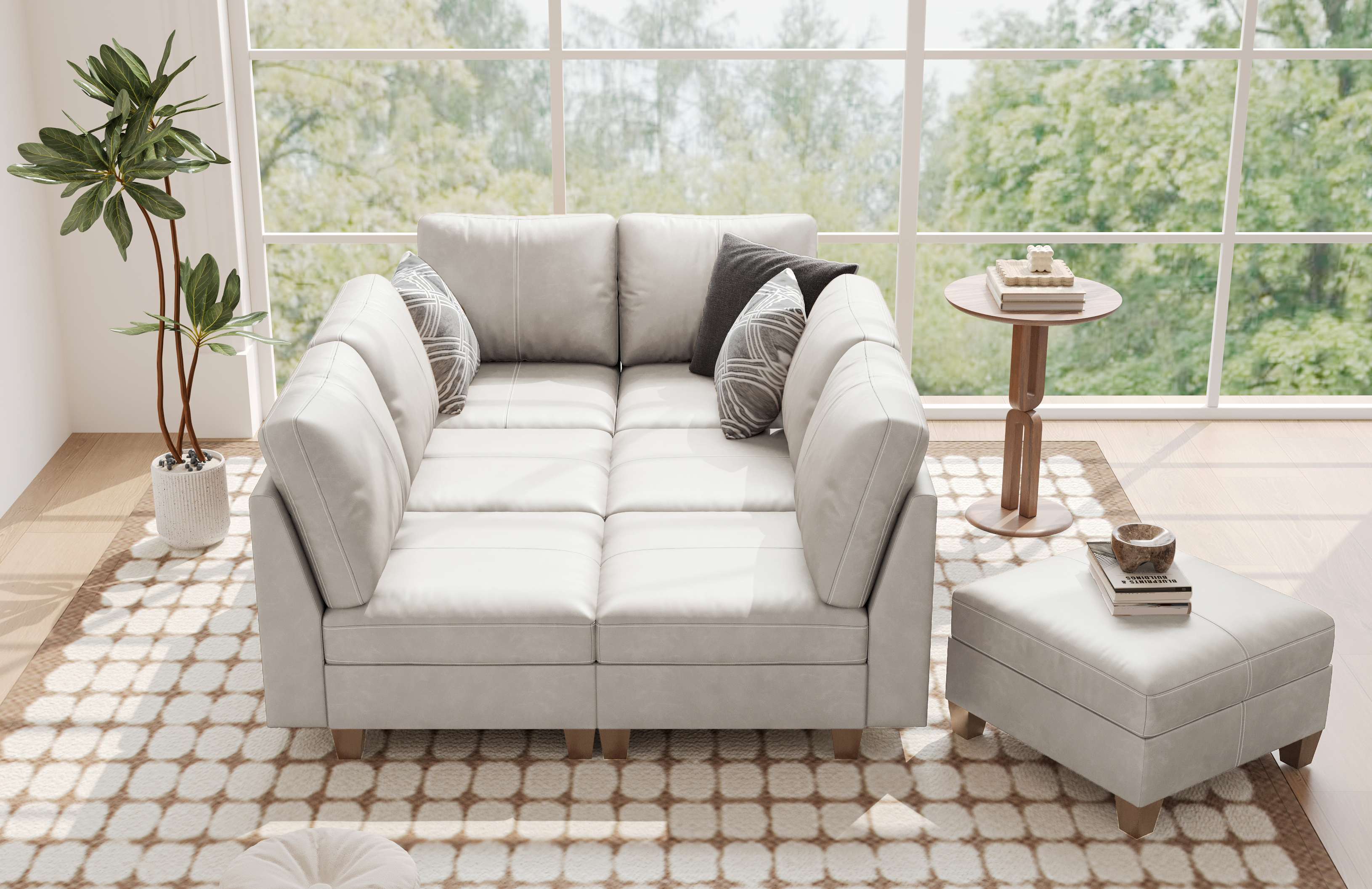 MS-01 Modular SectionaL Sofa 6 Seats with 1 Ottomans