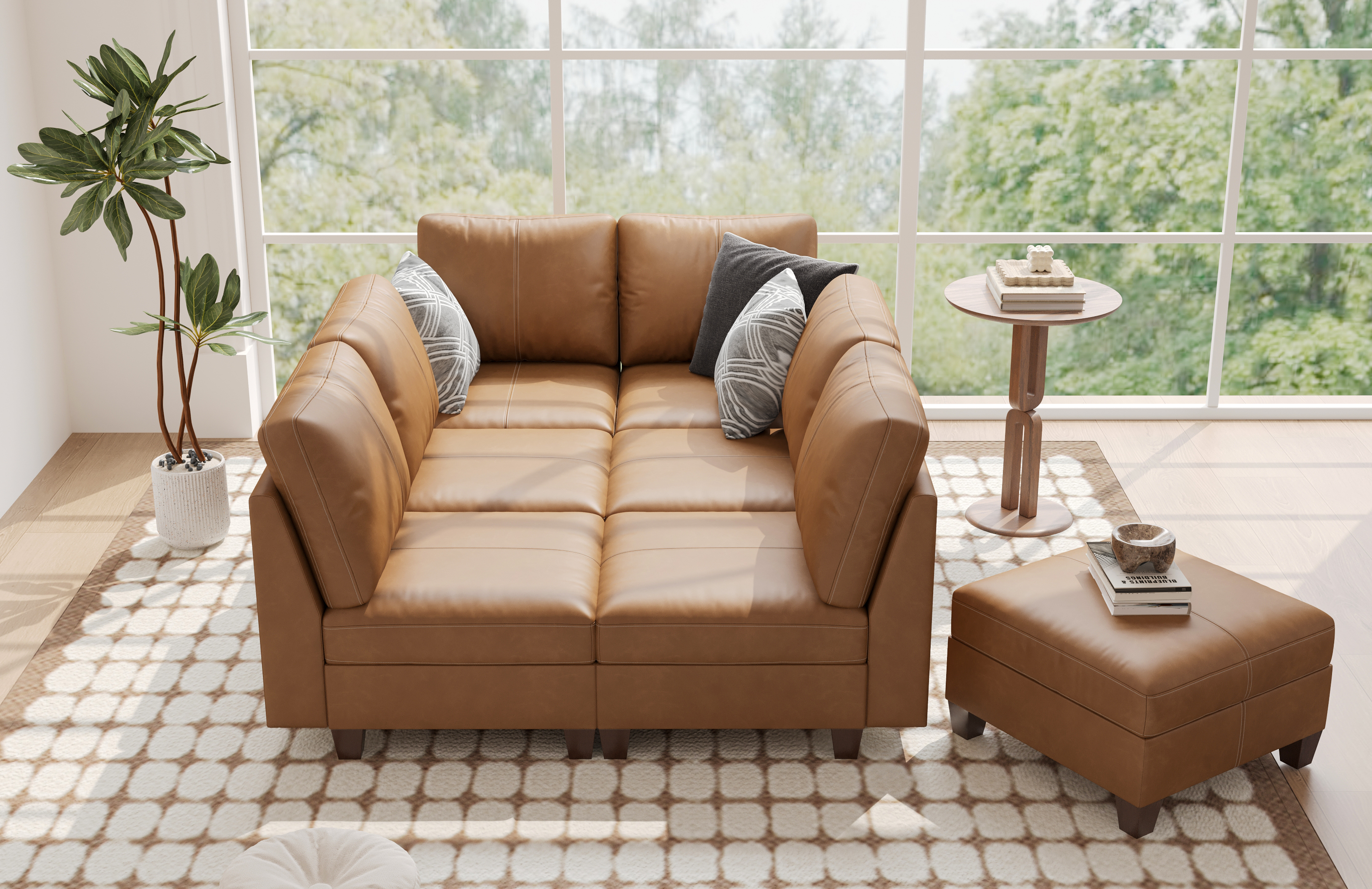 MS-01 Modular SectionaL Sofa 6 Seats with 1 Ottomans