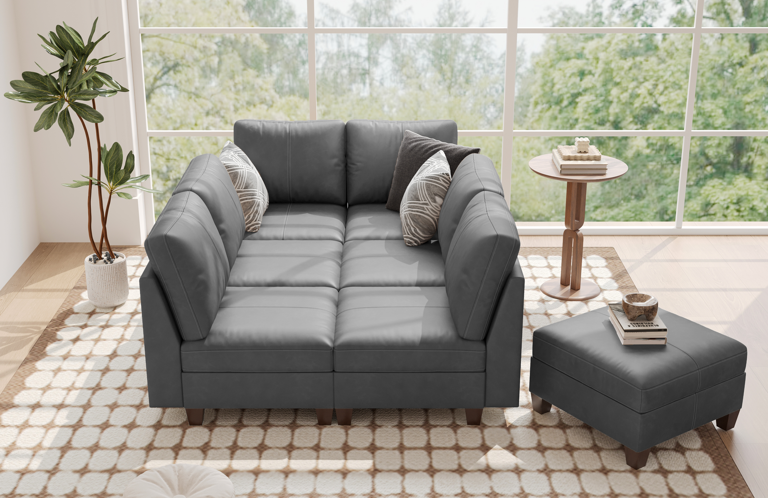 MS-01 Modular SectionaL Sofa 6 Seats with 1 Ottomans