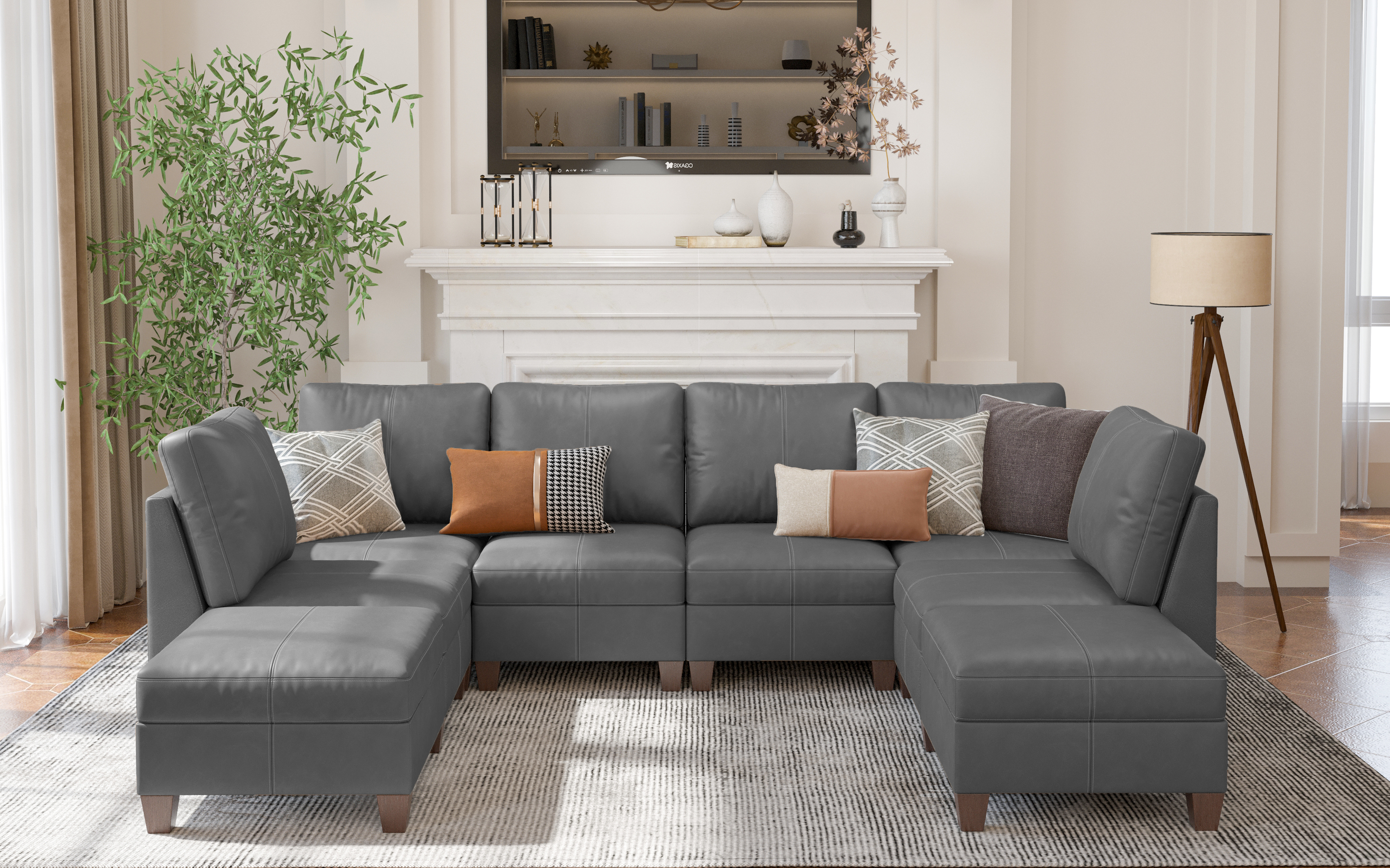 MS-01 Modular SectionaL Sofa 6 Seats with 2 Ottomans