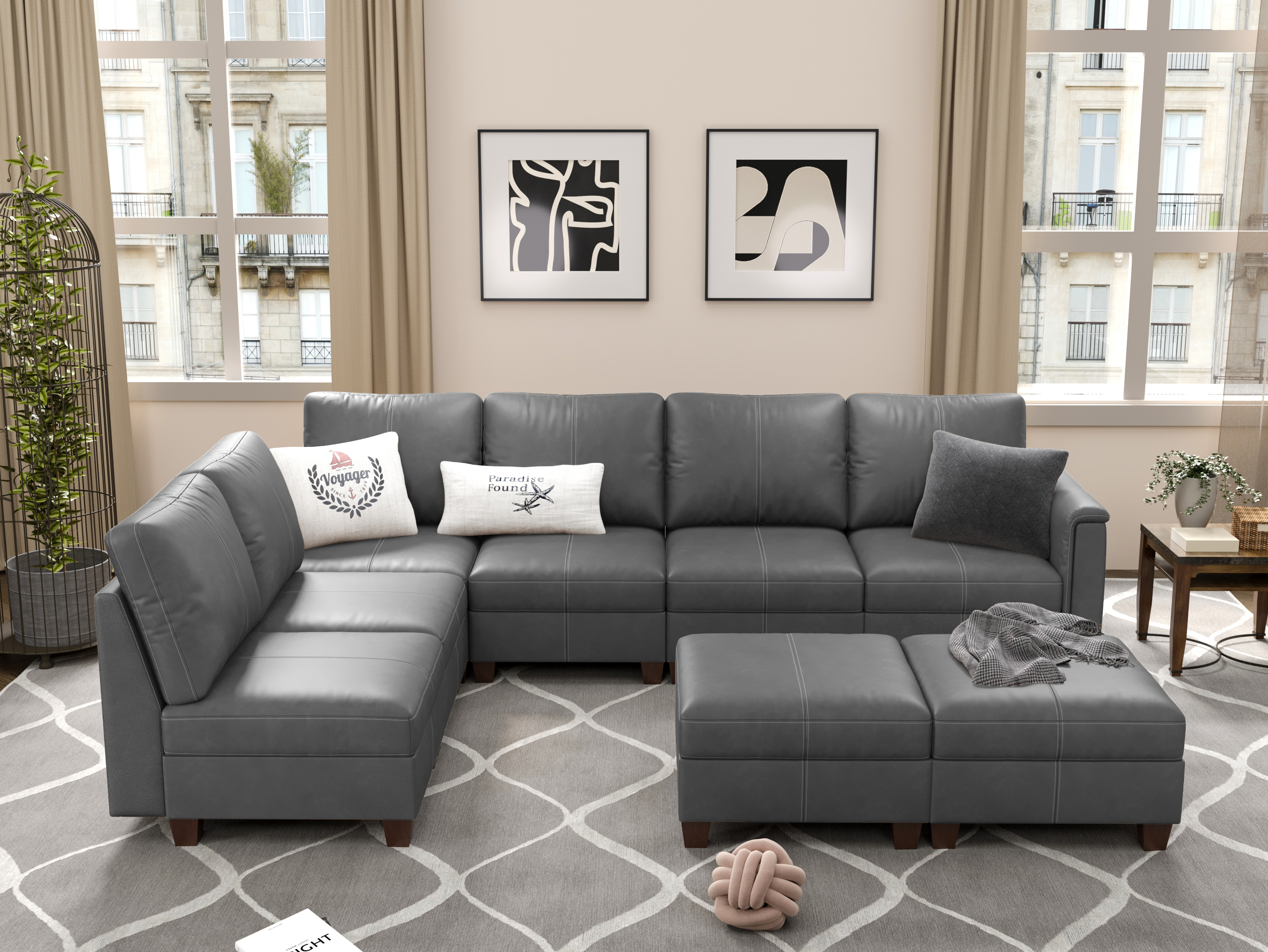 MS-01 Modular SectionaL Sofa 6 Seats with 2 Ottomans