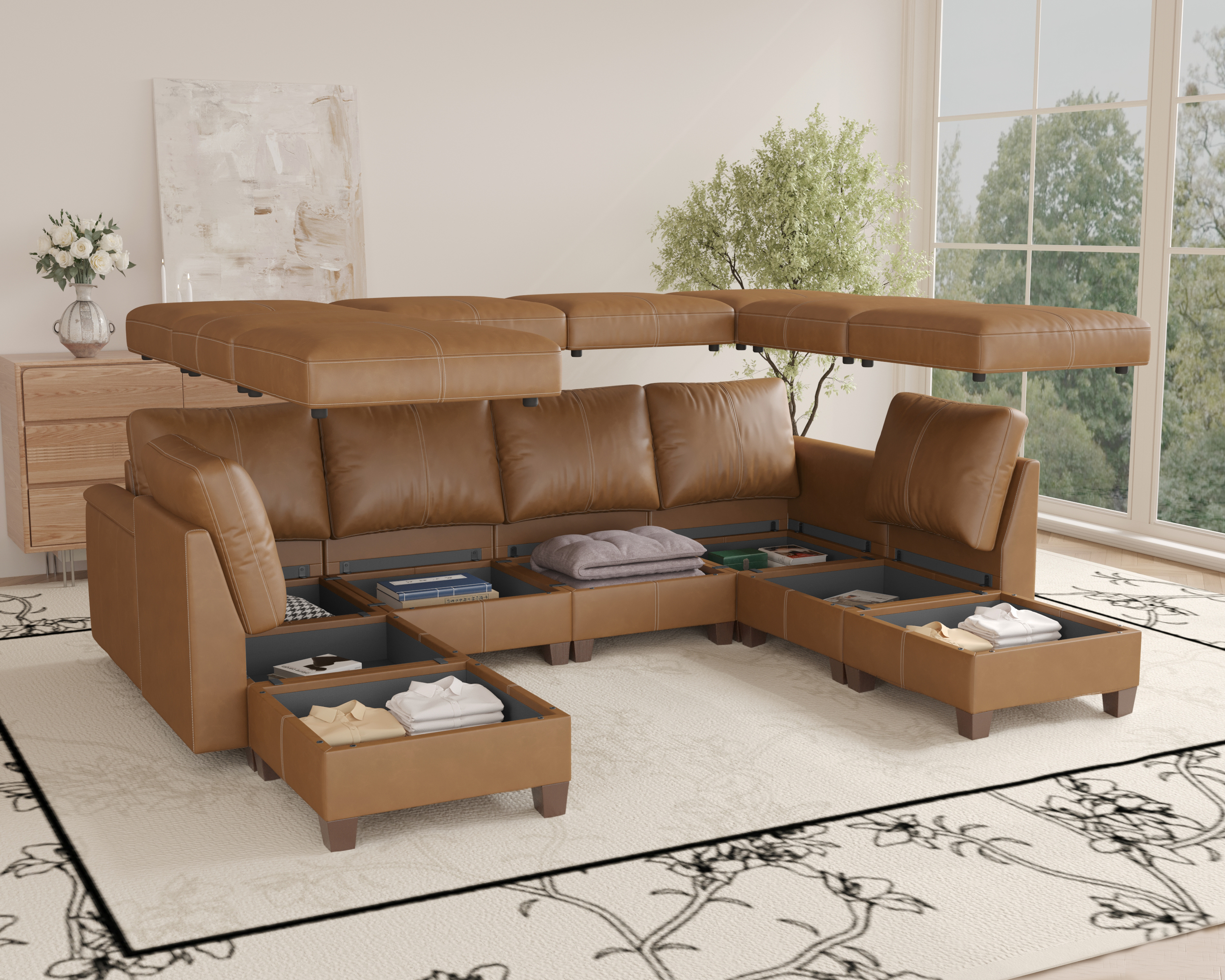 MS-01 Modular SectionaL Sofa 6 Seats with 2 Ottomans