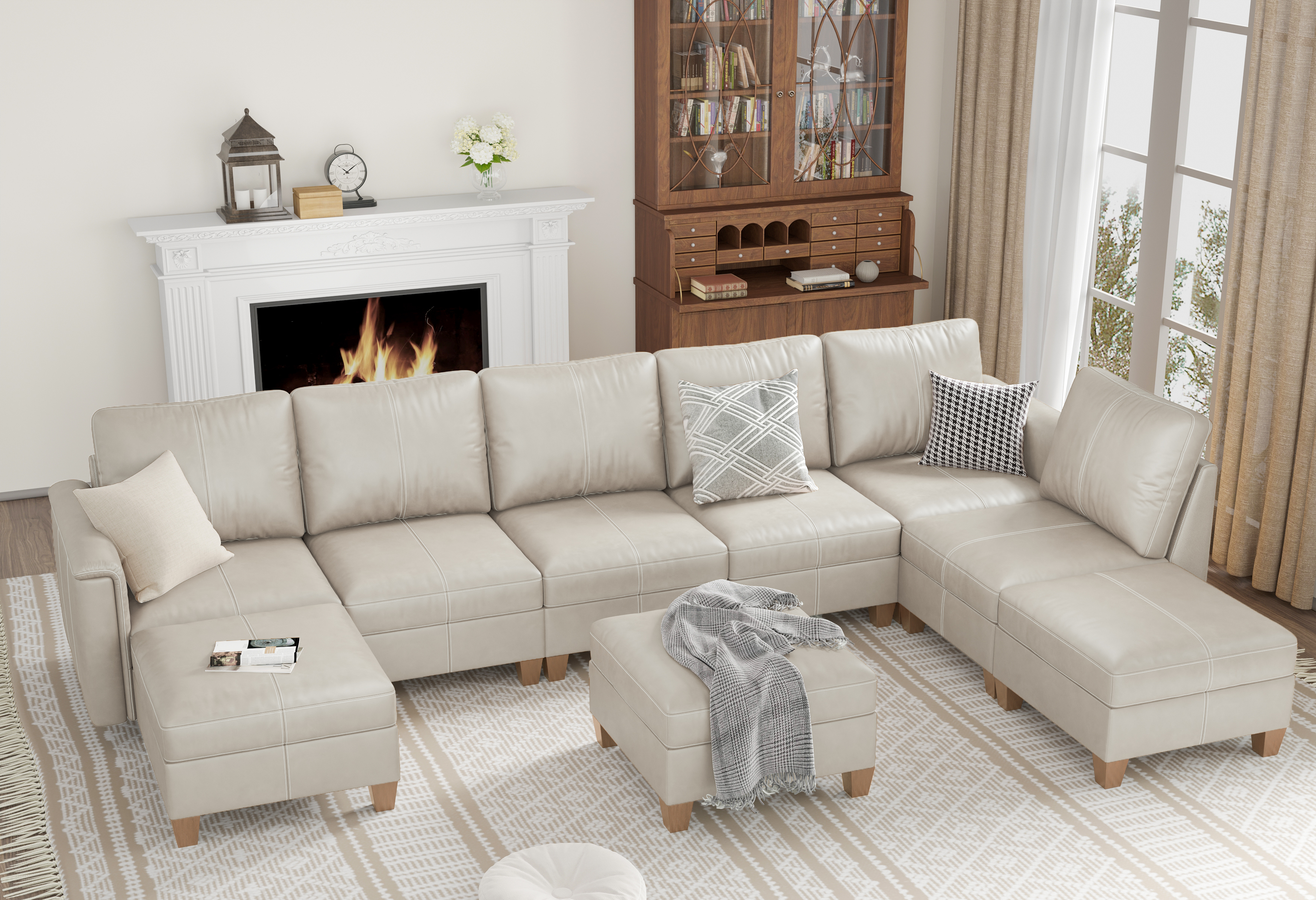 MS-01 Modular SectionaL Sofa 6 Seats with 3 Ottomans