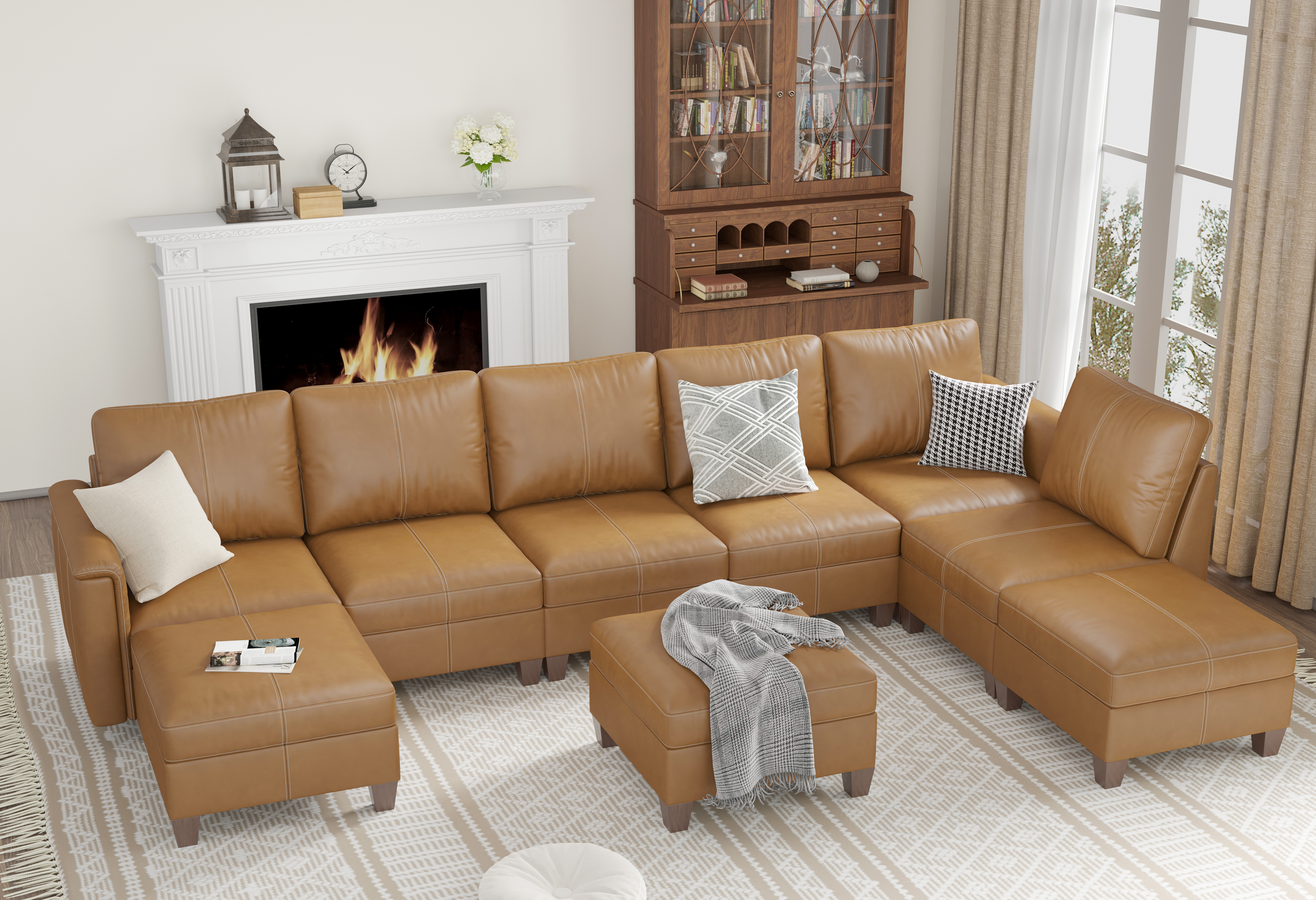 MS-01 Modular SectionaL Sofa 6 Seats with 3 Ottomans