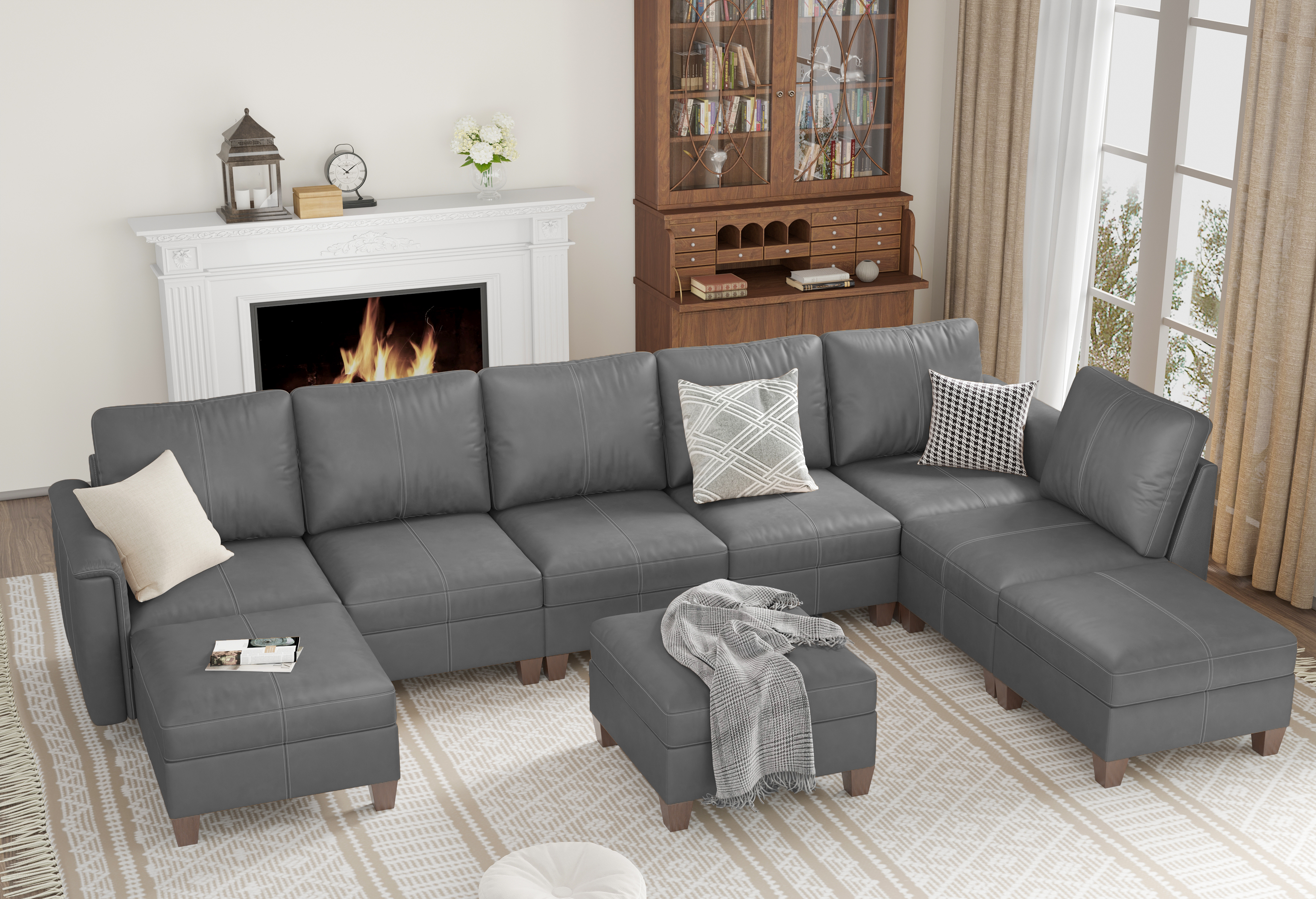MS-01 Modular SectionaL Sofa 6 Seats with 3 Ottomans