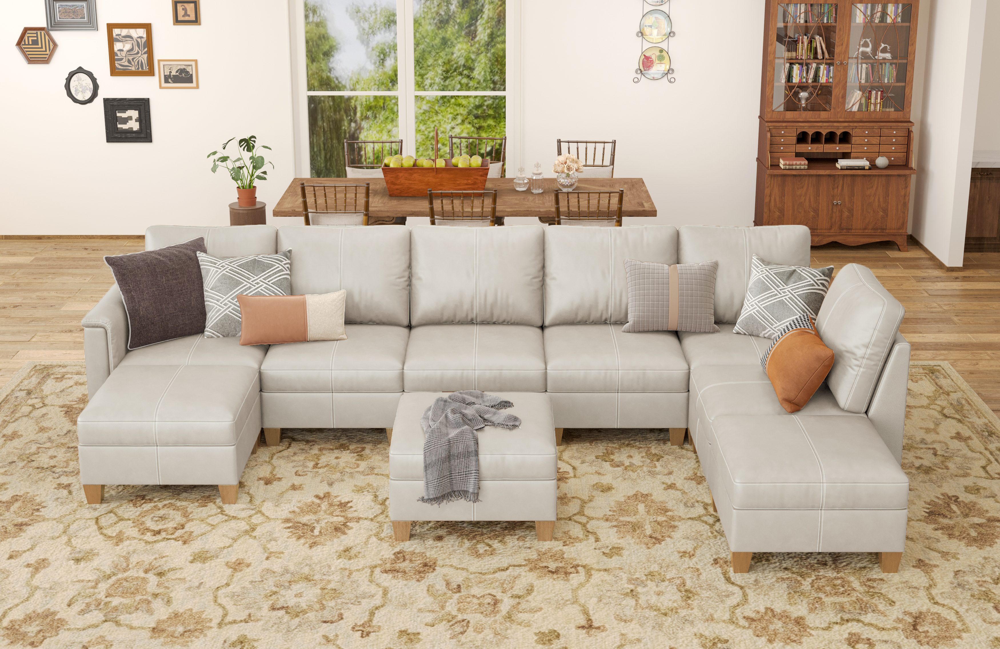 MS-01 Modular SectionaL Sofa 6 Seats with 3 Ottomans