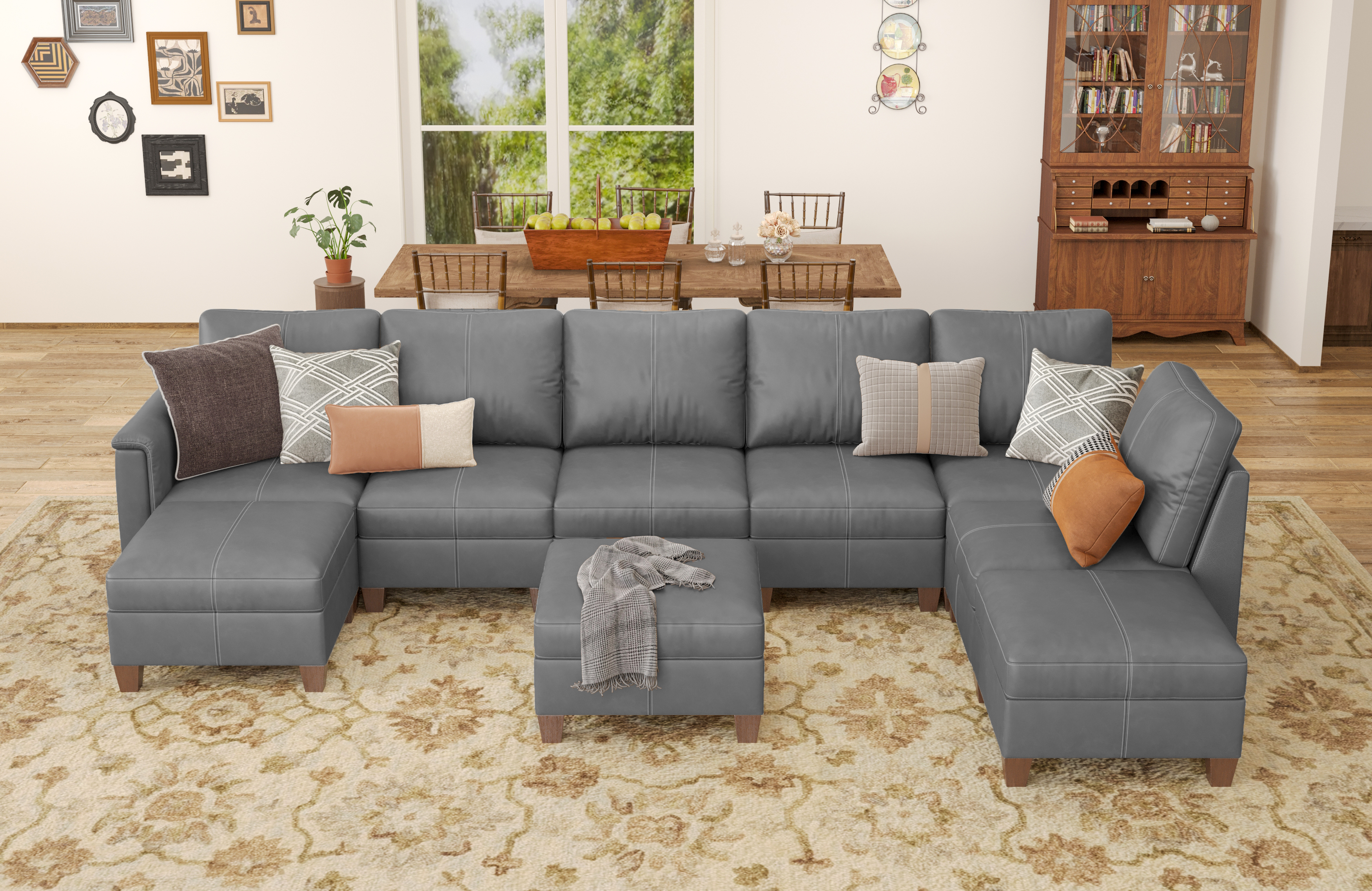 MS-01 Modular SectionaL Sofa 6 Seats with 3 Ottomans