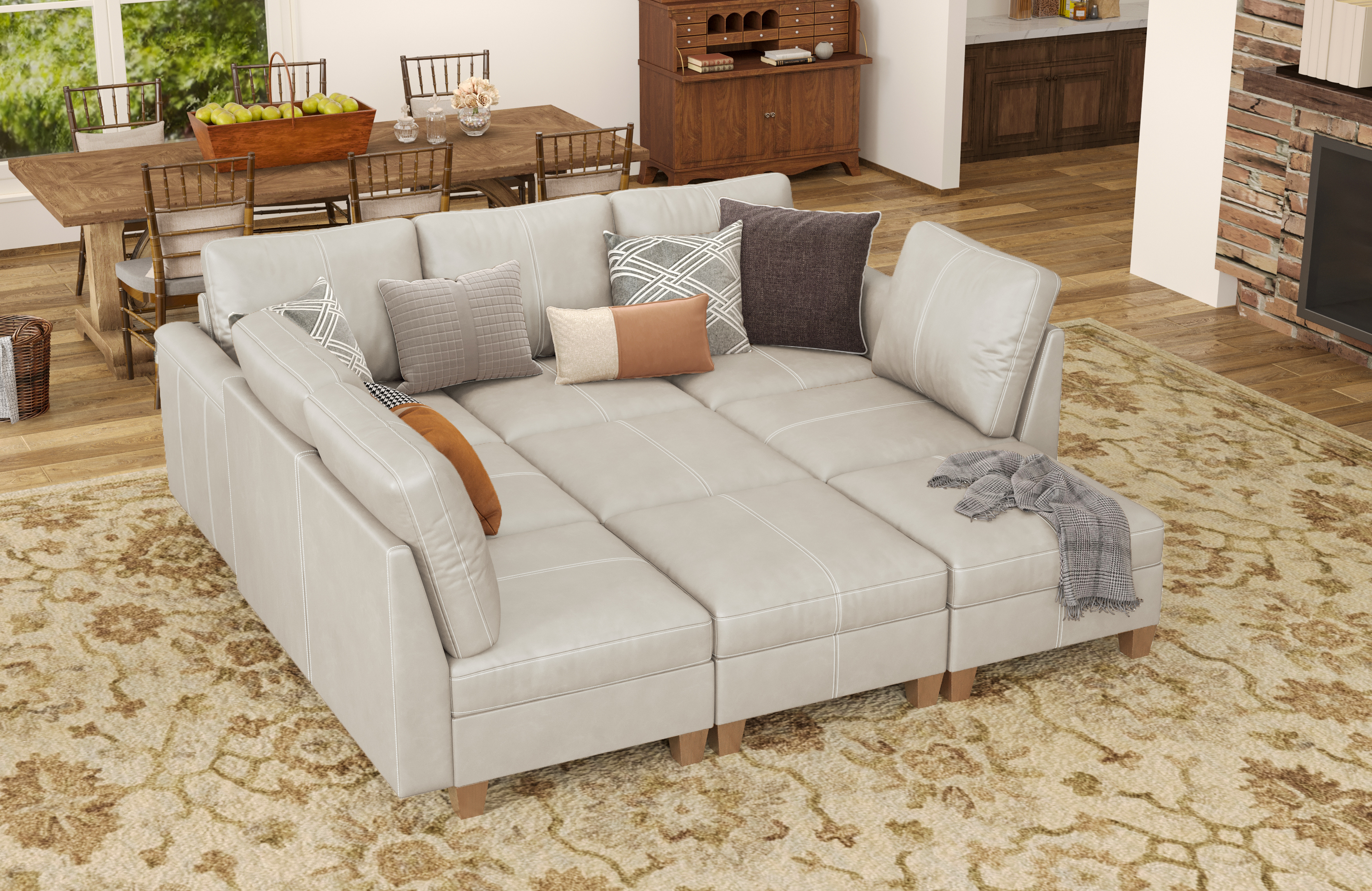 MS-01 Modular SectionaL Sofa 6 Seats with 3 Ottomans