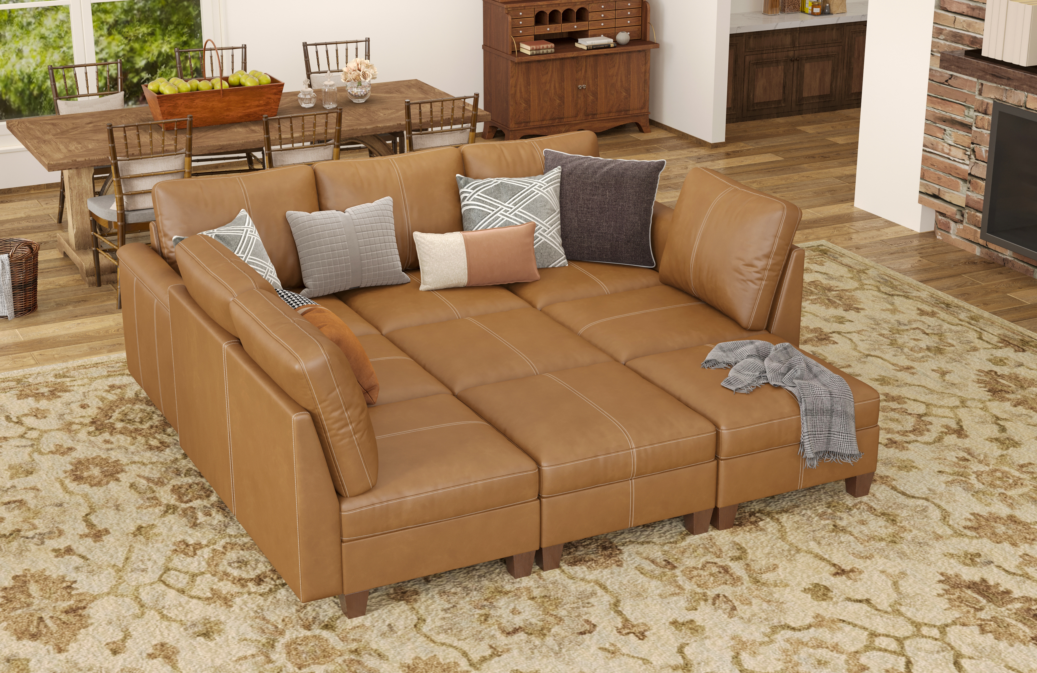 MS-01 Modular SectionaL Sofa 6 Seats with 3 Ottomans