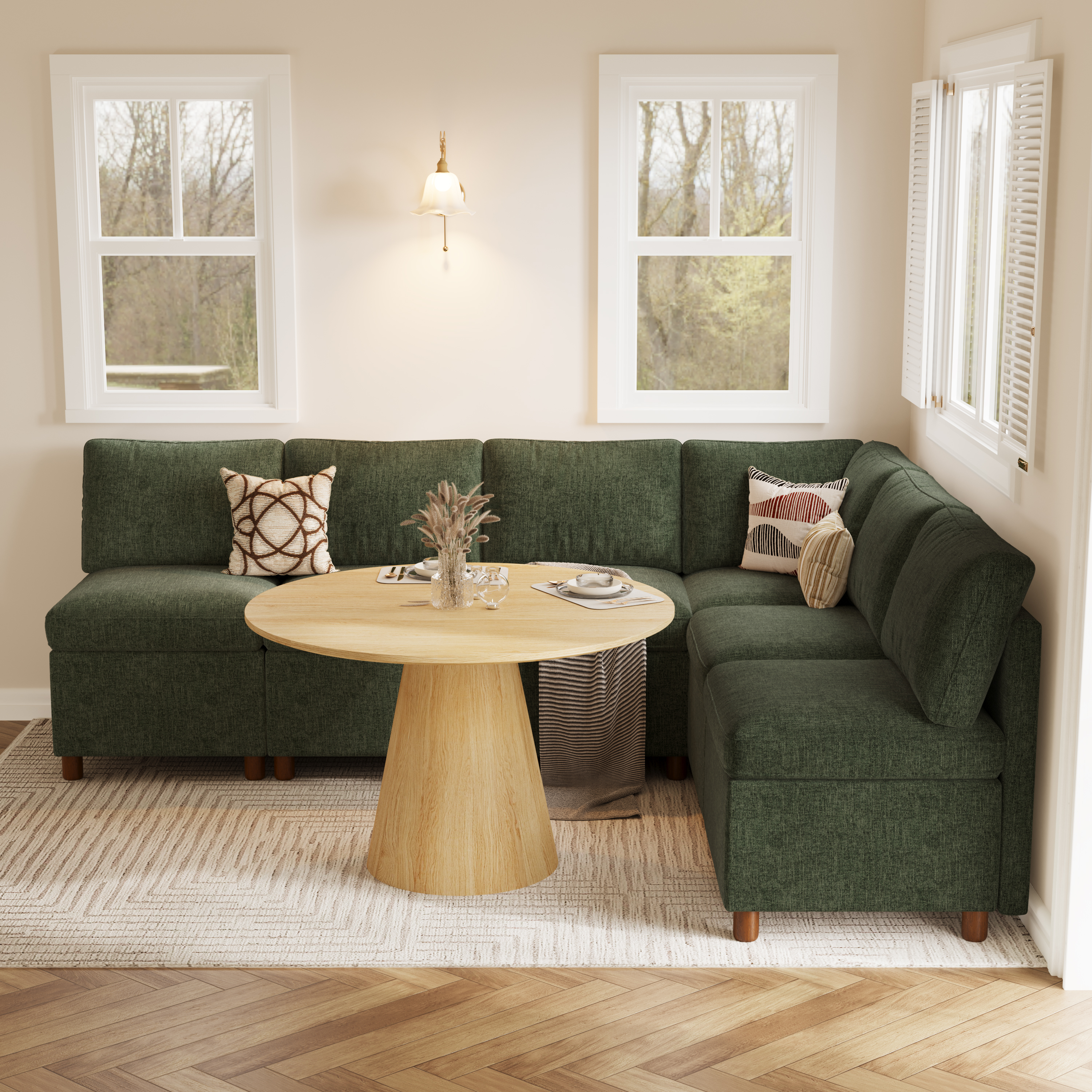 Aura 6-Seat L-Shaped Breakfast Nook with Hidden Storage