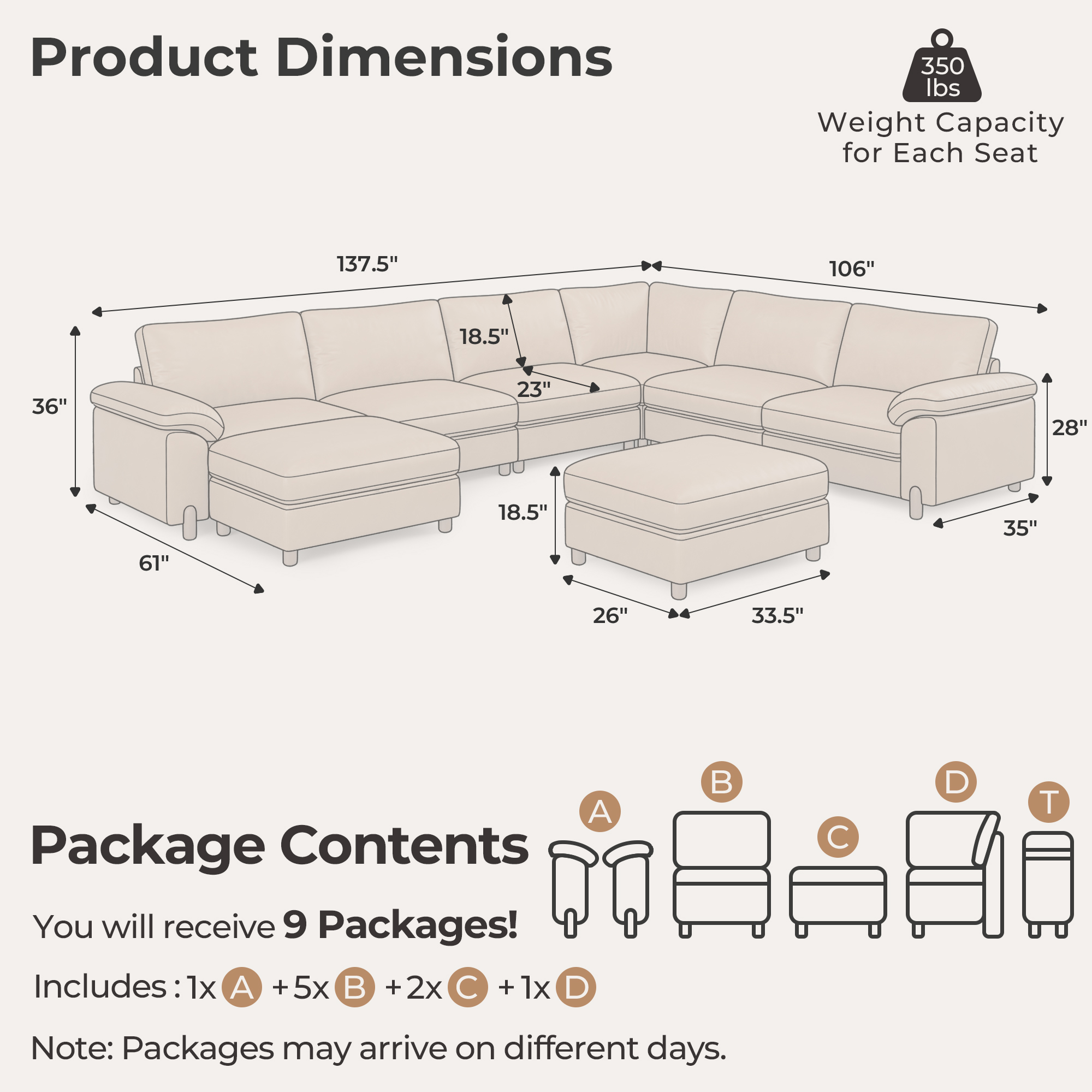 Vista 8-Seat Oversized Leather Couch | Chaise Lounge | SITJOY