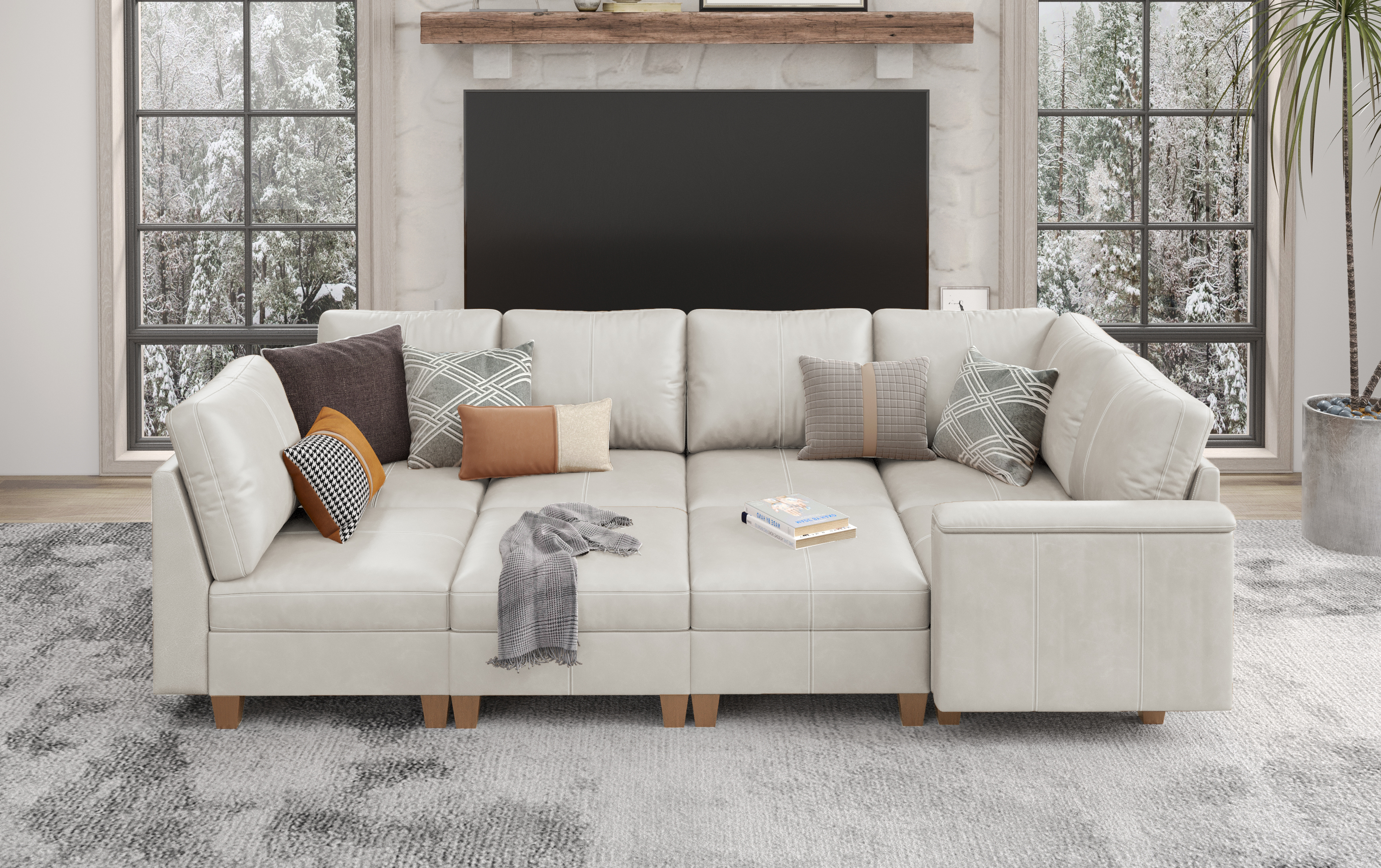 MS-01 Modular SectionaL Sofa 7 Seats With 1 Ottoman