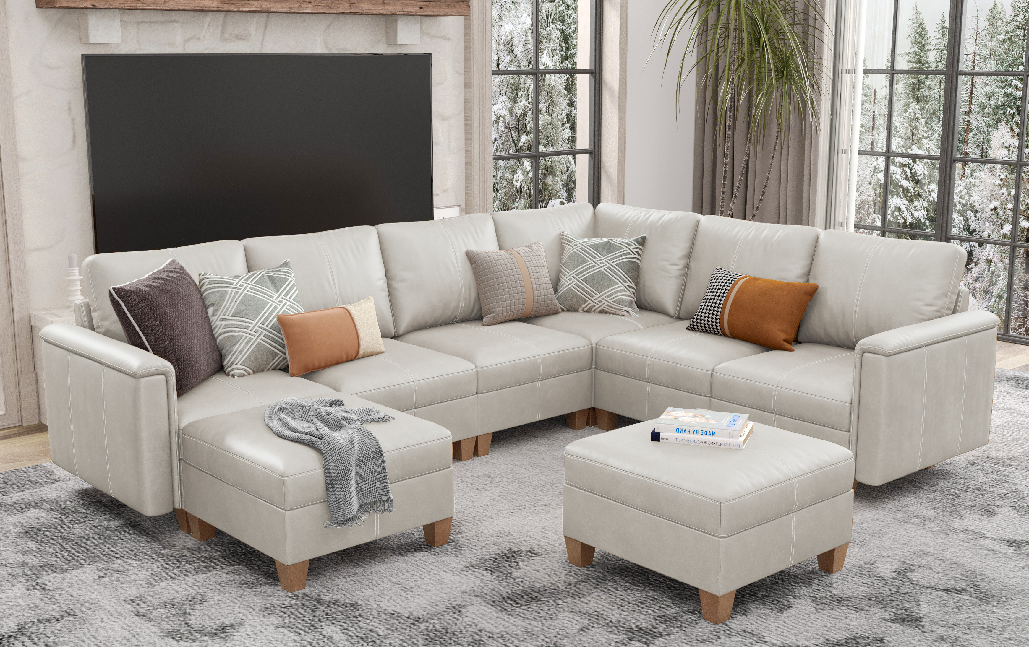 MS-01 Modular SectionaL Sofa 7 Seats With 1 Ottoman