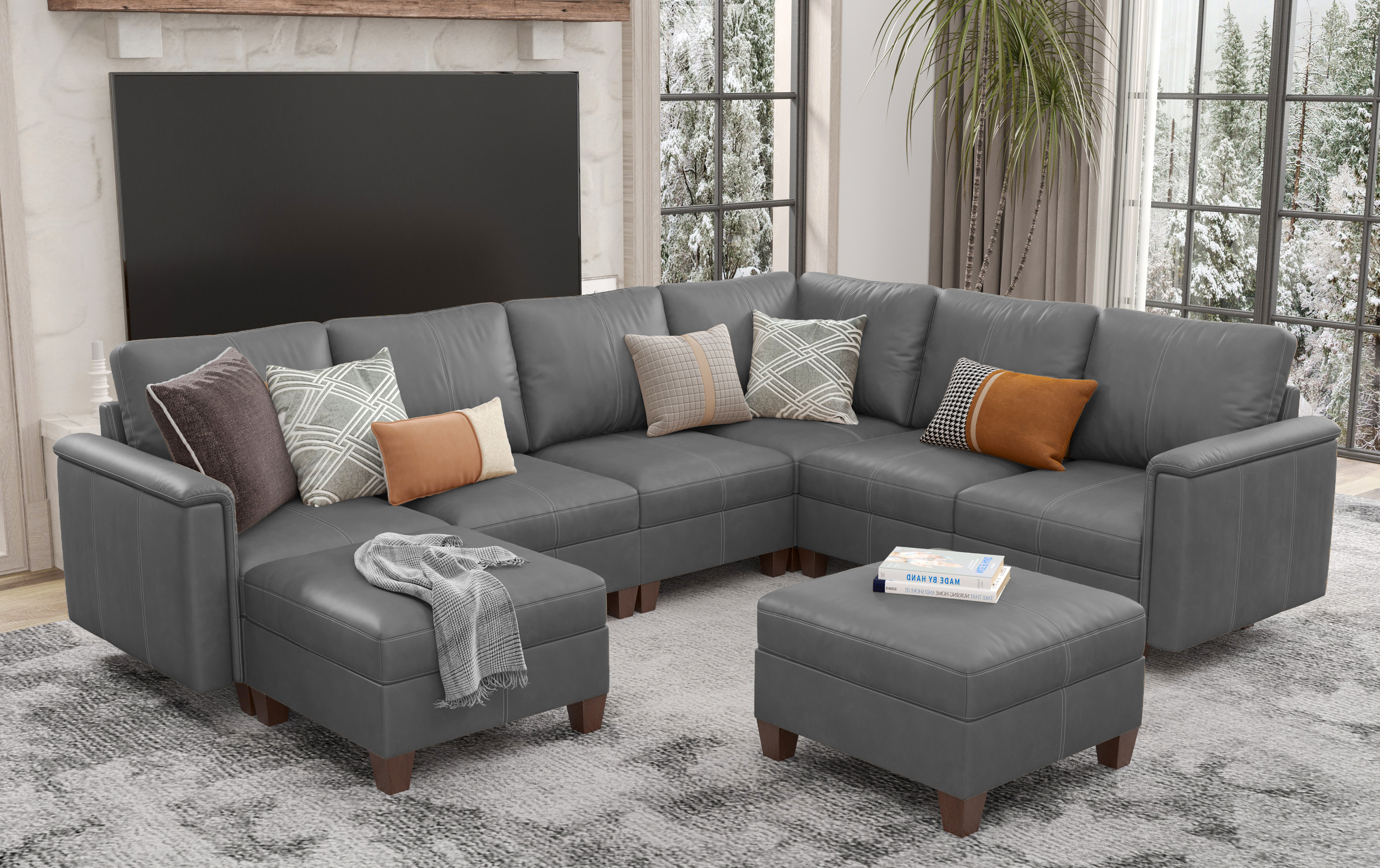 MS-01 Modular SectionaL Sofa 7 Seats With 1 Ottoman