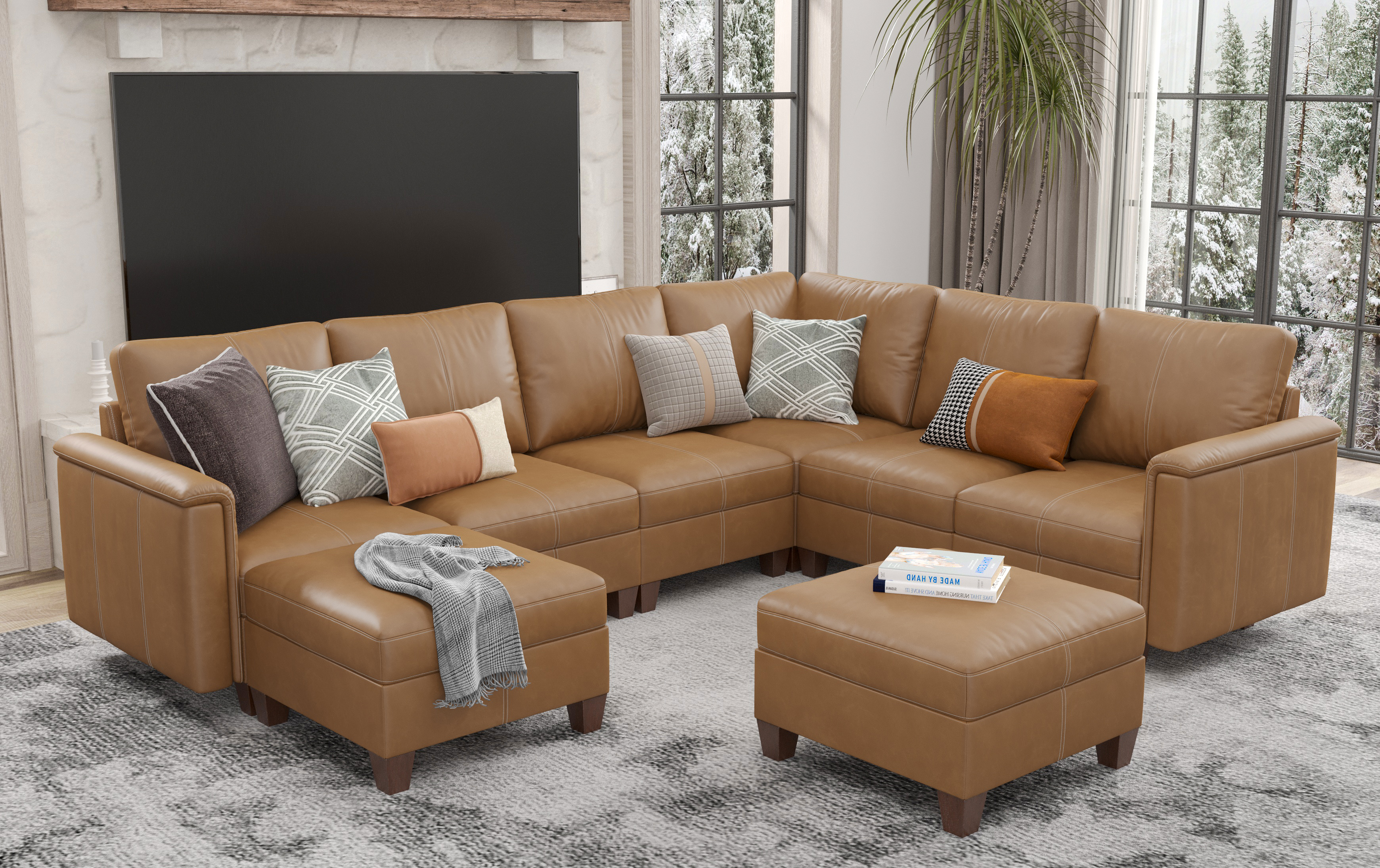 MS-01 Modular SectionaL Sofa 7 Seats With 1 Ottoman