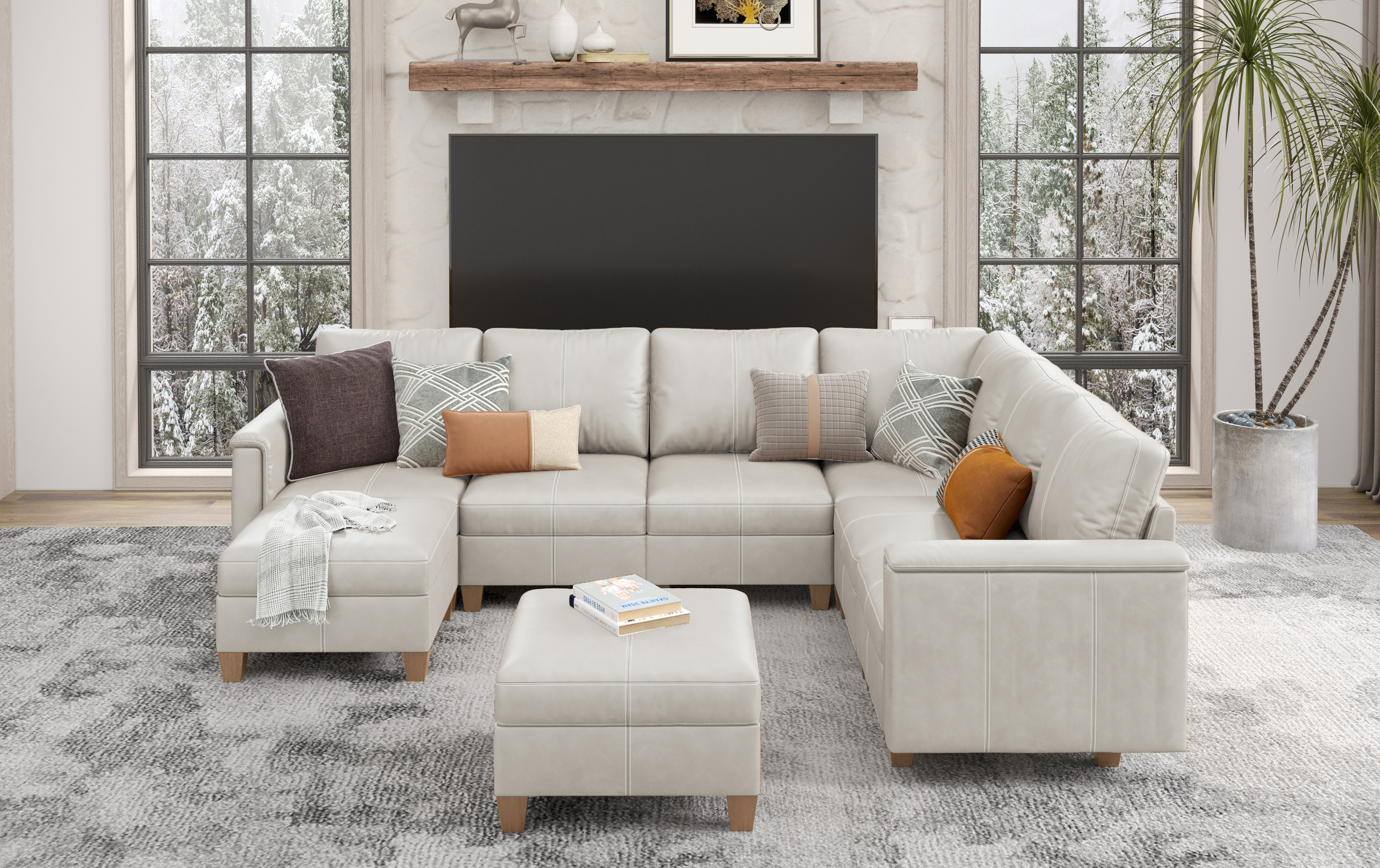 MS-01 Modular SectionaL Sofa 7 Seats With 1 Ottoman