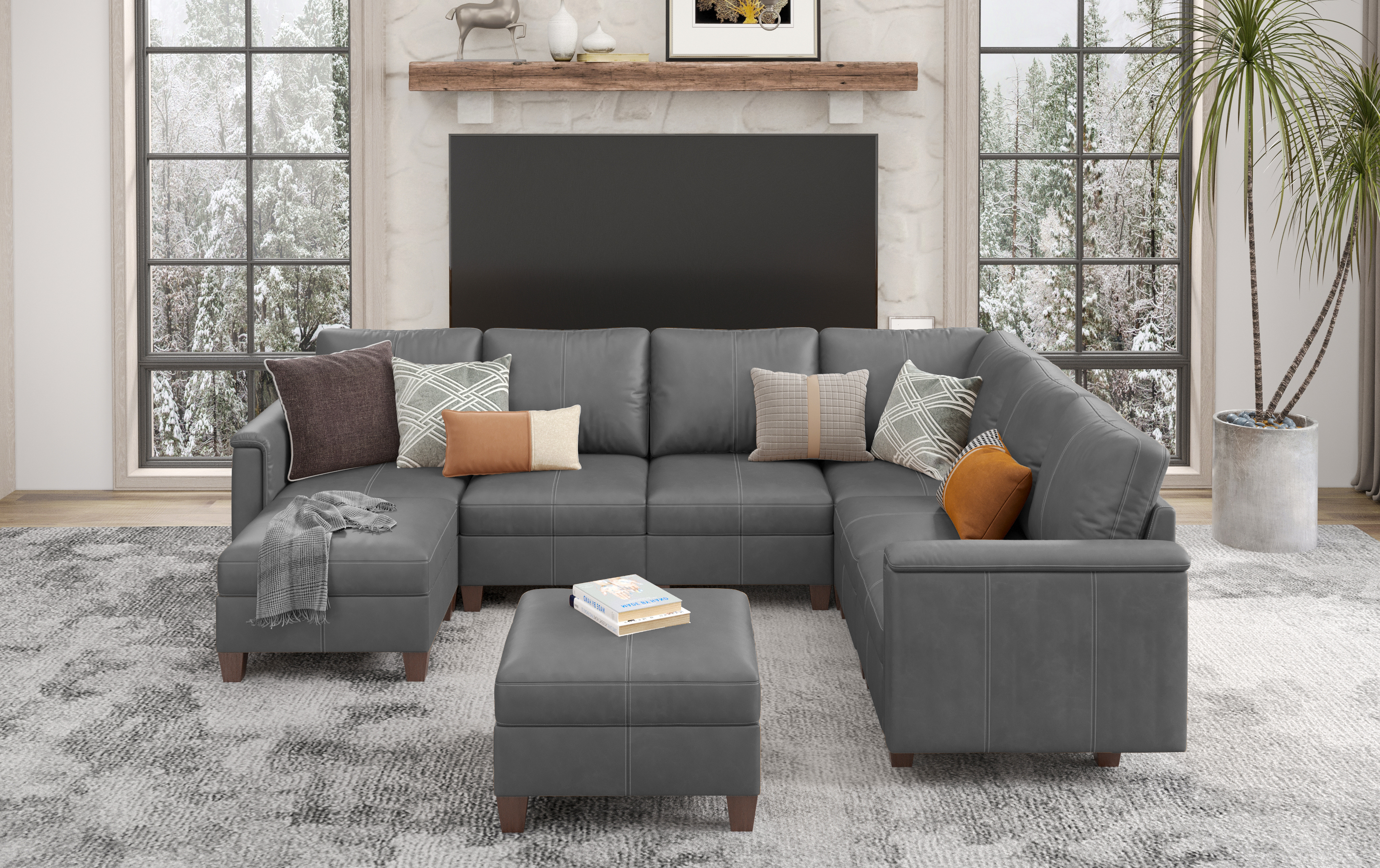 MS-01 Modular SectionaL Sofa 7 Seats With 1 Ottoman