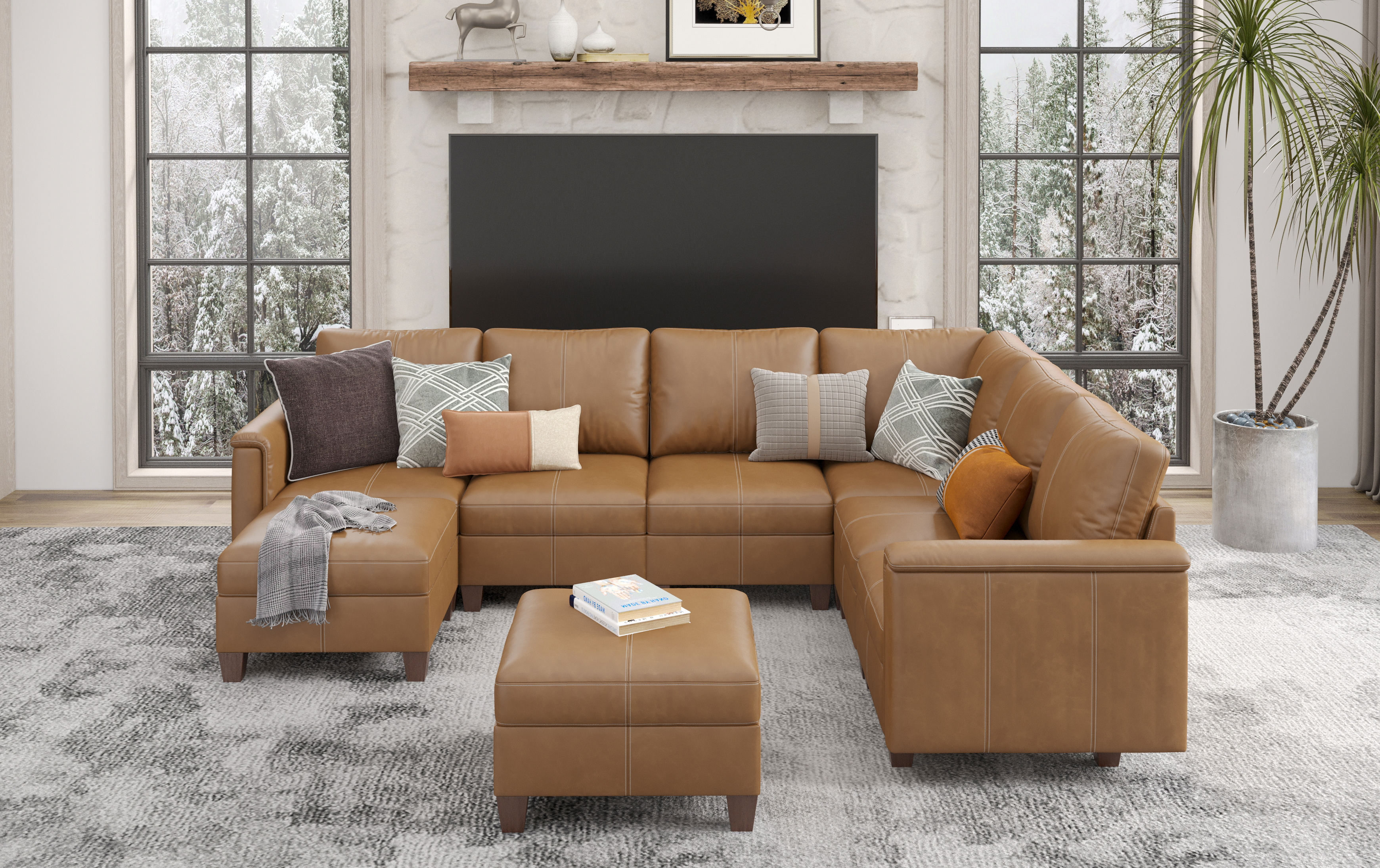 MS-01 Modular SectionaL Sofa 7 Seats With 1 Ottoman